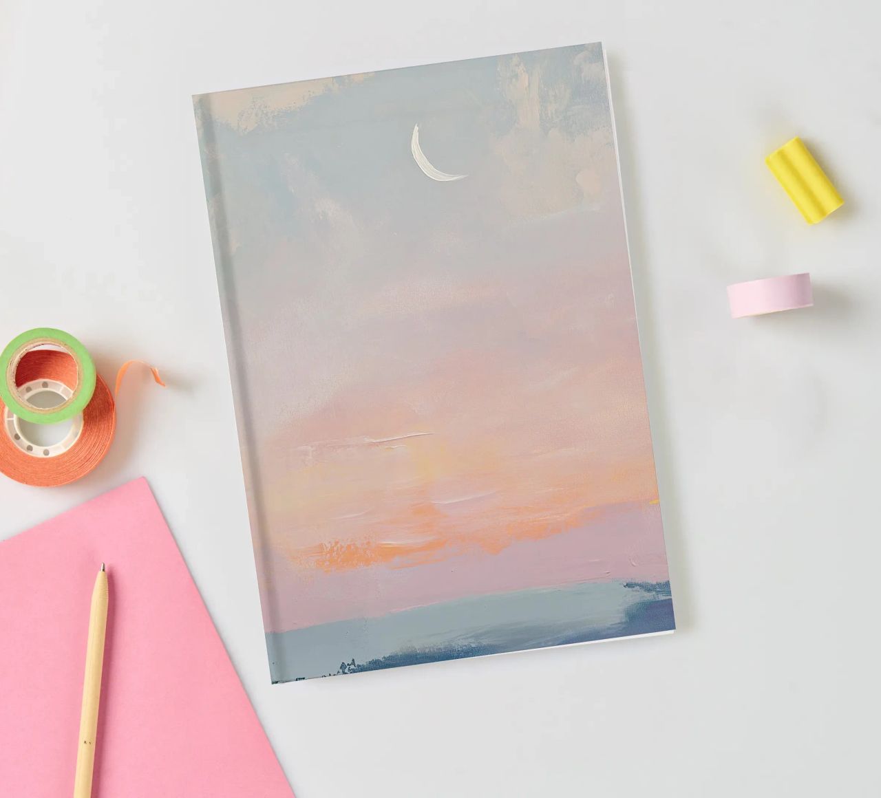 Mond Pastell Minimalismus Abstrakt Notizbuch von Euphoria Theresa