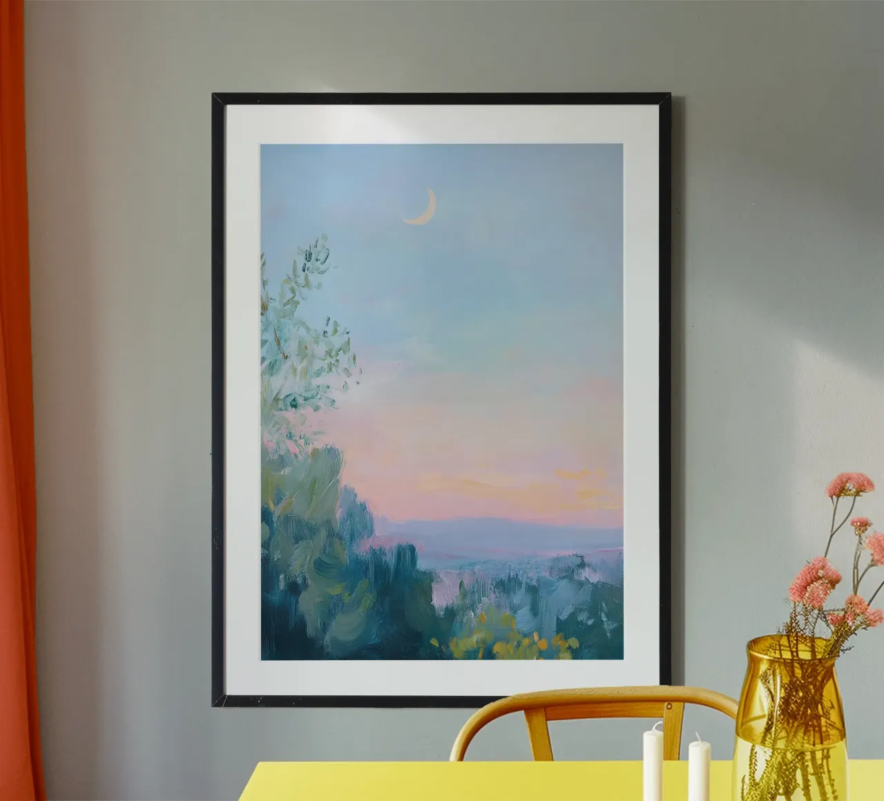 Lune Abstrait Mer Paysage Pastel poster de Euphoria Theresa
