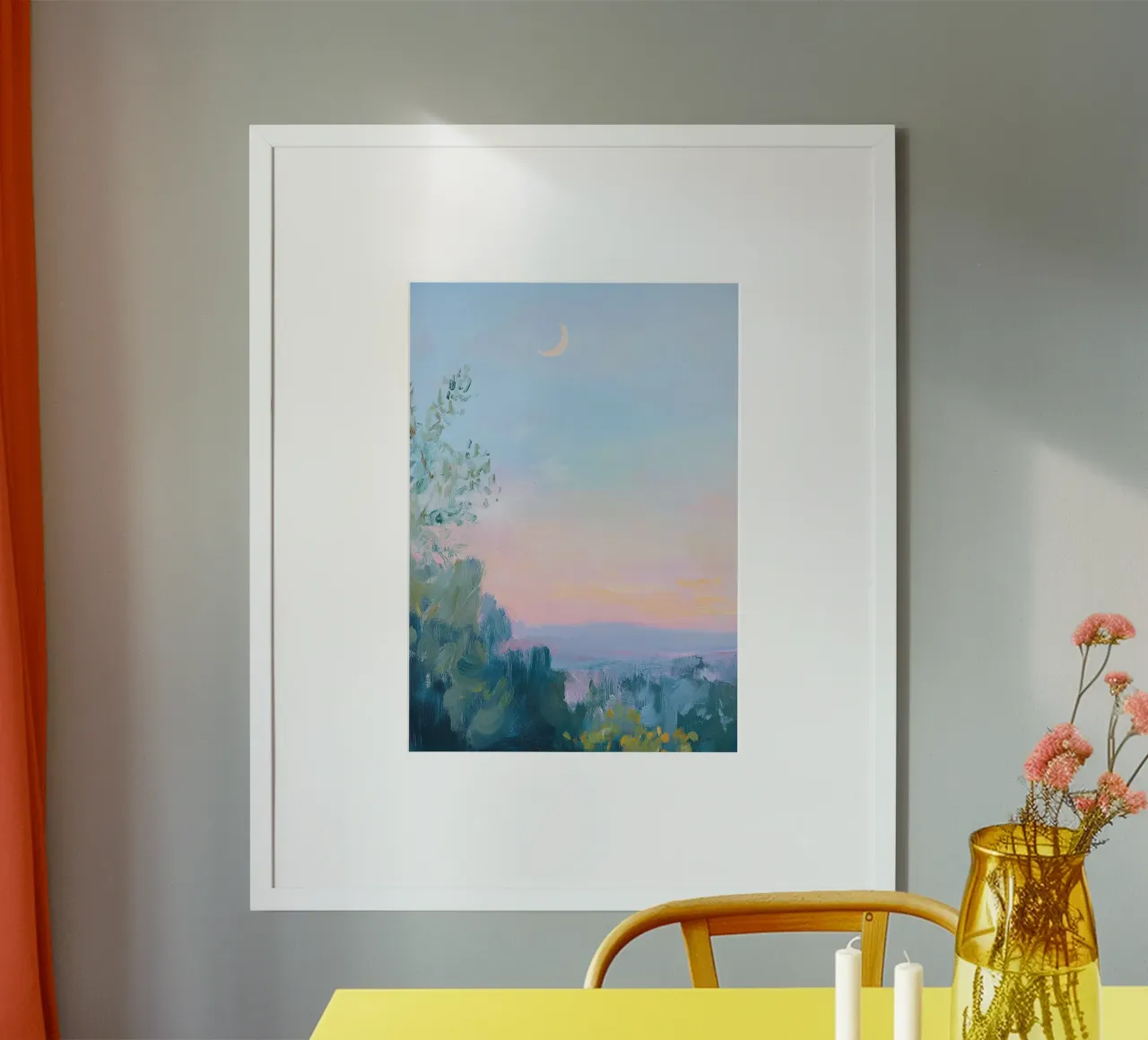 Lune Abstrait Mer Paysage Pastel poster de Euphoria Theresa