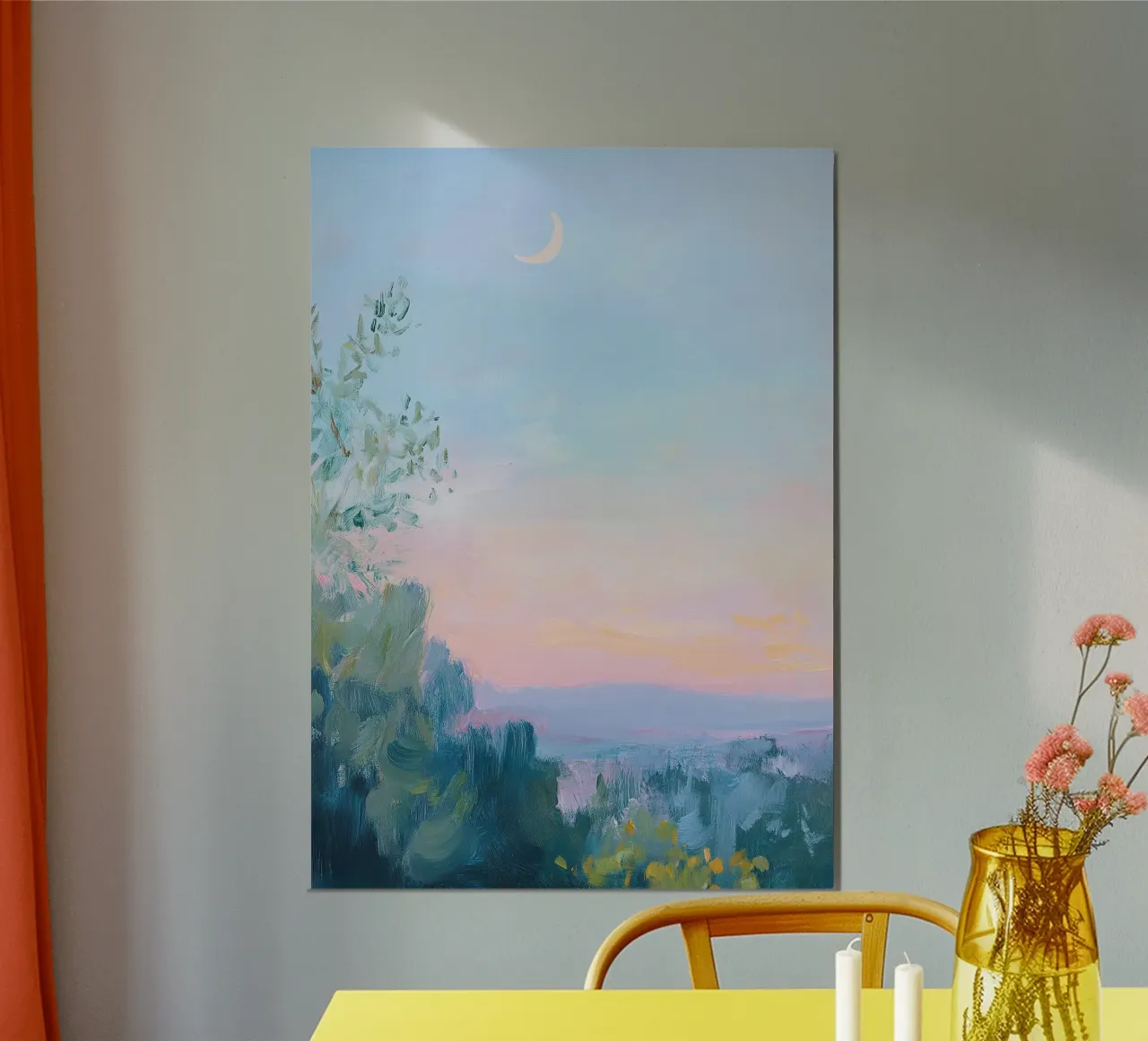 Lune Abstrait Mer Paysage Pastel poster de Euphoria Theresa