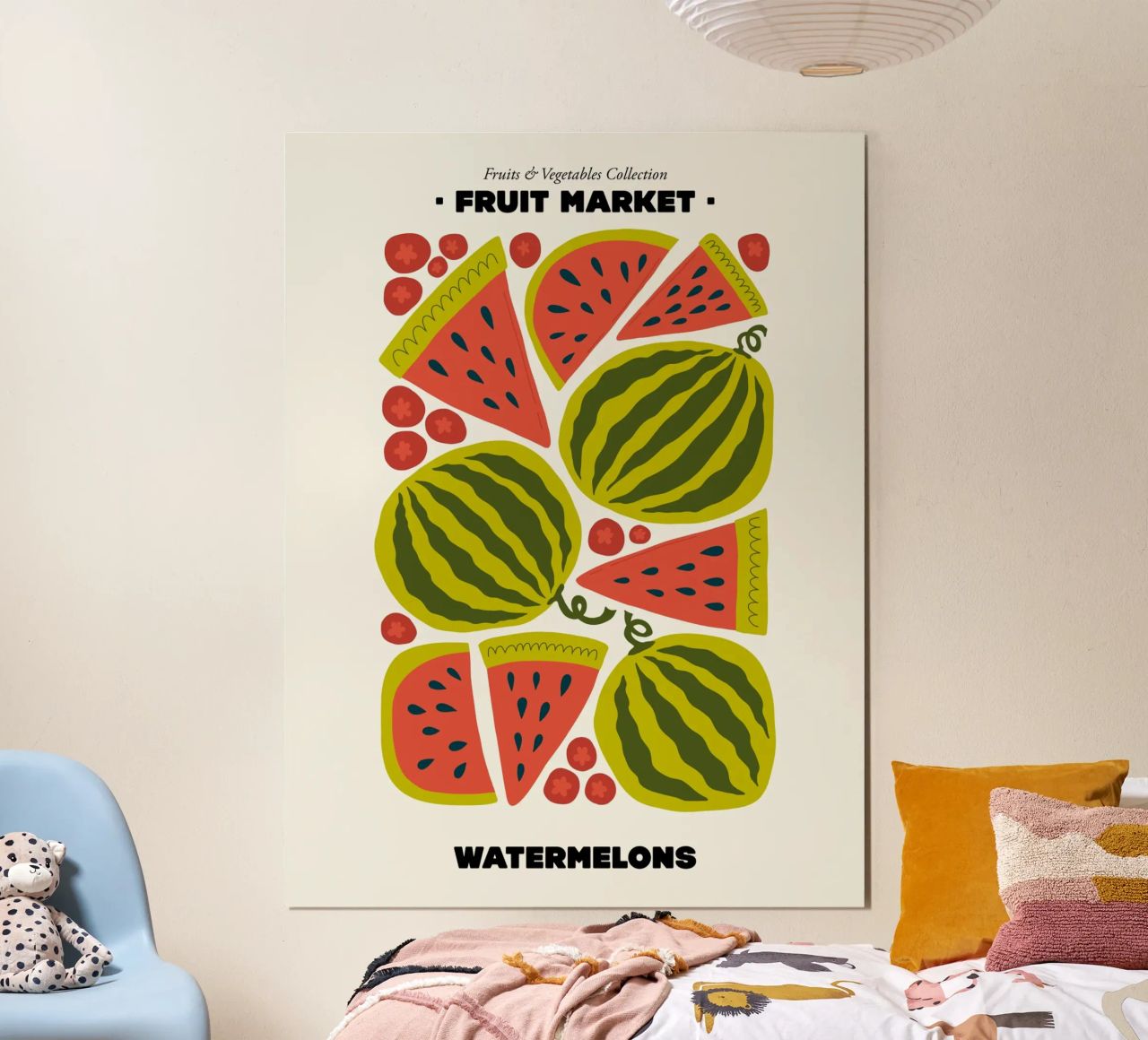 The Fruit Market, Watermelons Illustration poster by Peaches Art Prints