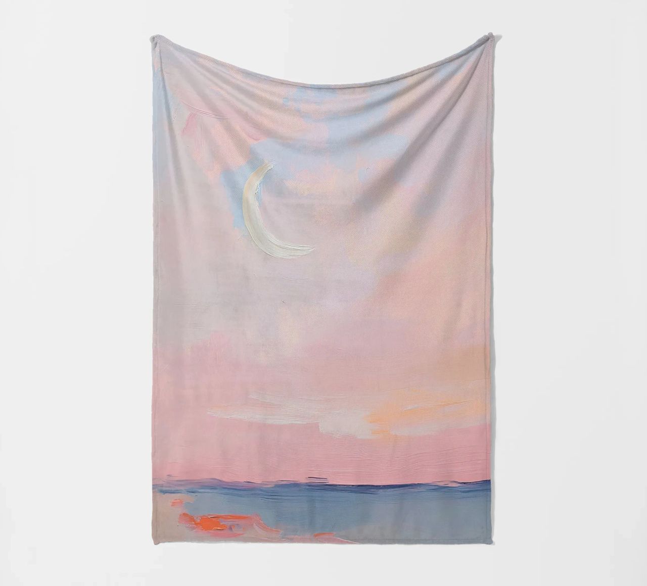 Mond Abstrakt Pastell Meer Minimalistisch Rosa Fleecedecke von Euphoria Theresa