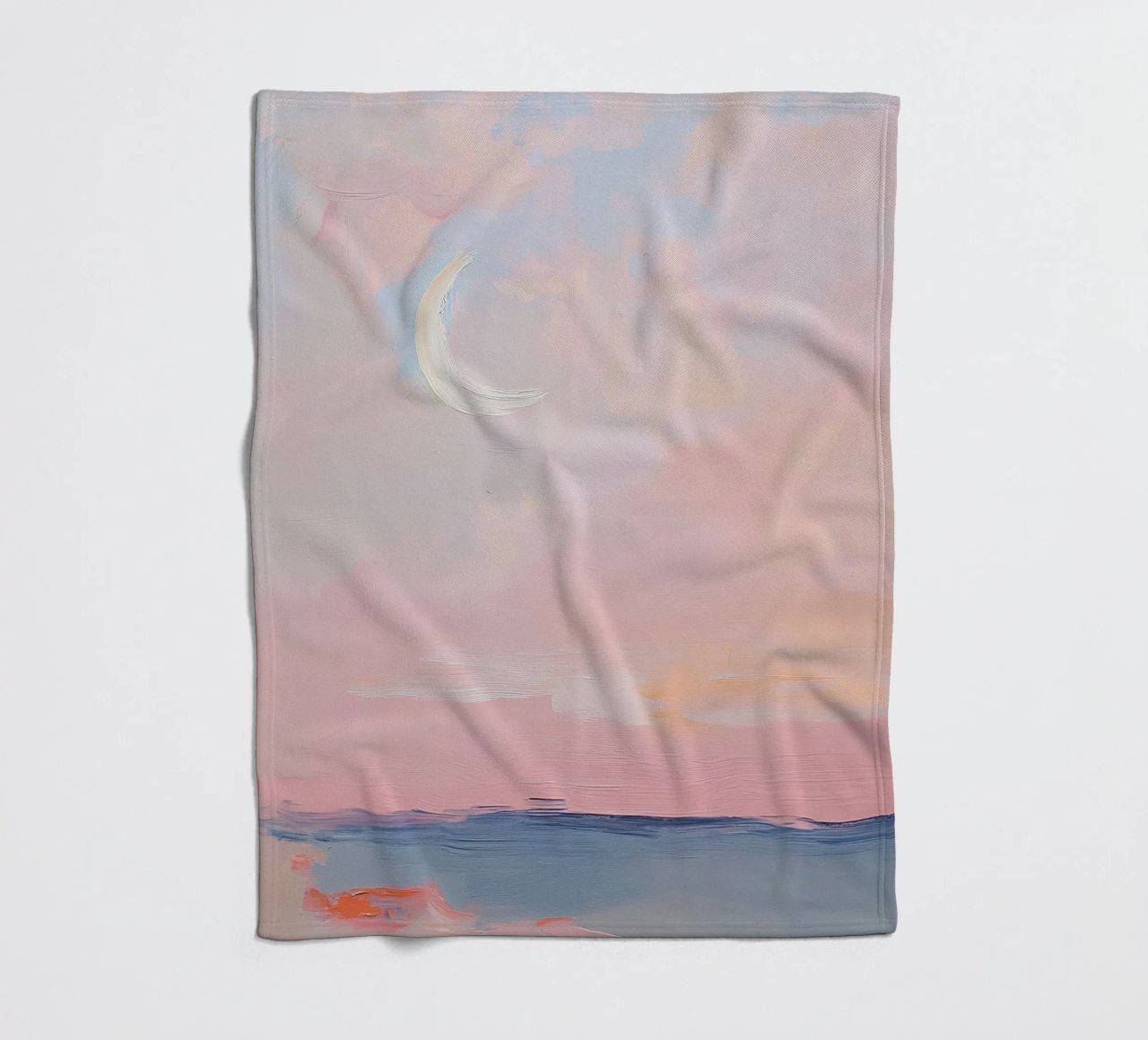 Mond Abstrakt Pastell Meer Minimalistisch Rosa Fleecedecke von Euphoria Theresa