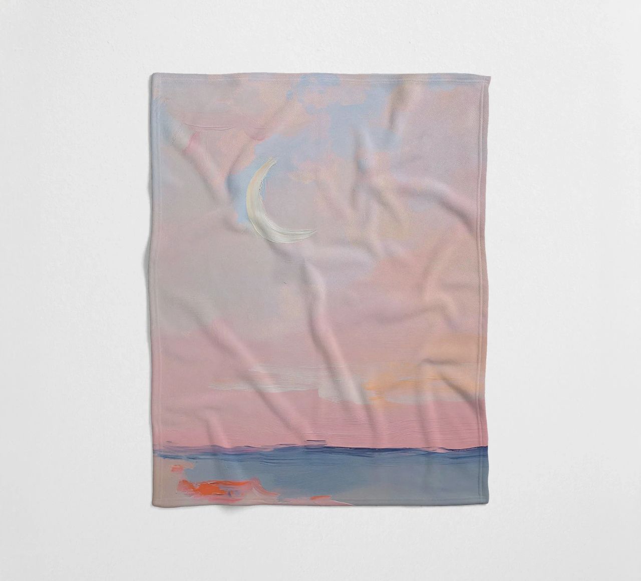 Mond Abstrakt Pastell Meer Minimalistisch Rosa Fleecedecke von Euphoria Theresa