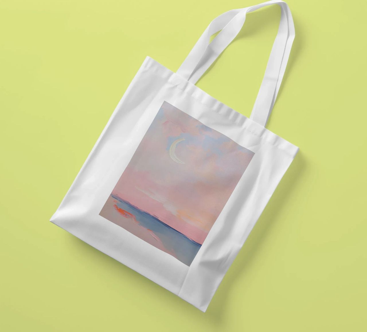 Mond Abstrakt Pastell Meer Minimalistisch Rosa Jutebeutel von Euphoria Theresa