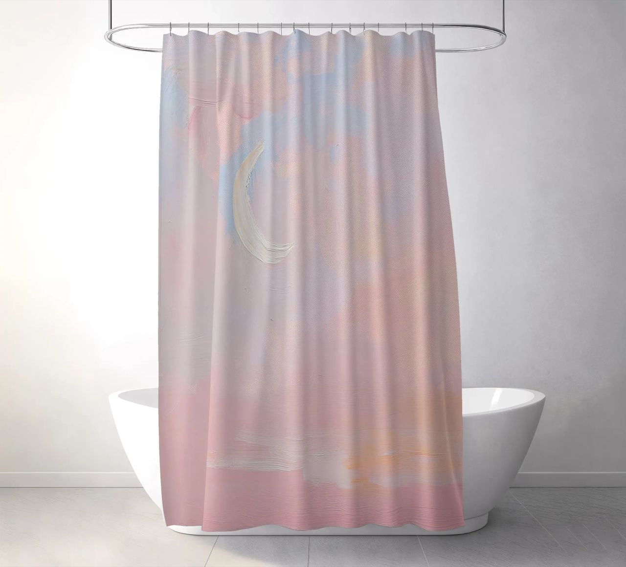 Mond Abstrakt Pastell Meer Minimalistisch Rosa Duschvorhang von Euphoria Theresa