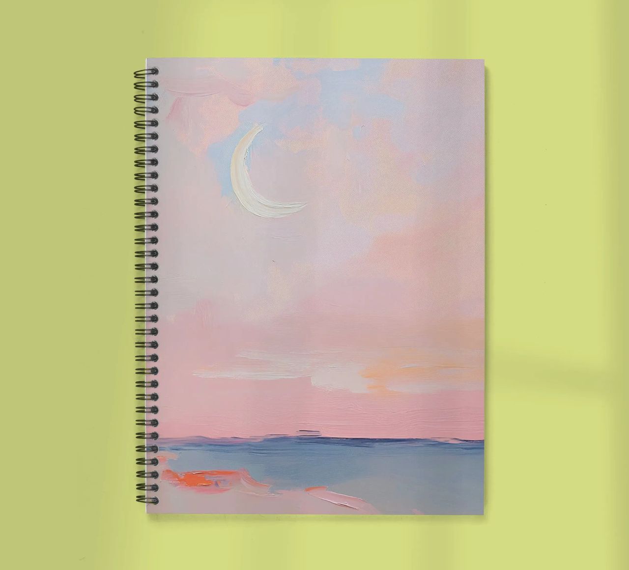 Mond Abstrakt Pastell Meer Minimalistisch Rosa Ringbuch von Euphoria Theresa