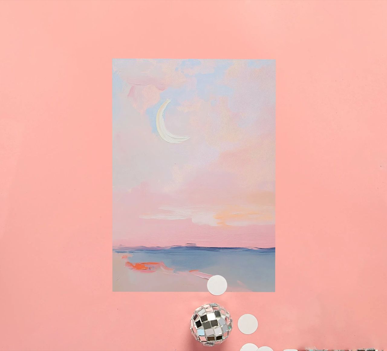 Mond Abstrakt Pastell Meer Minimalistisch Rosa Sticker von Euphoria Theresa
