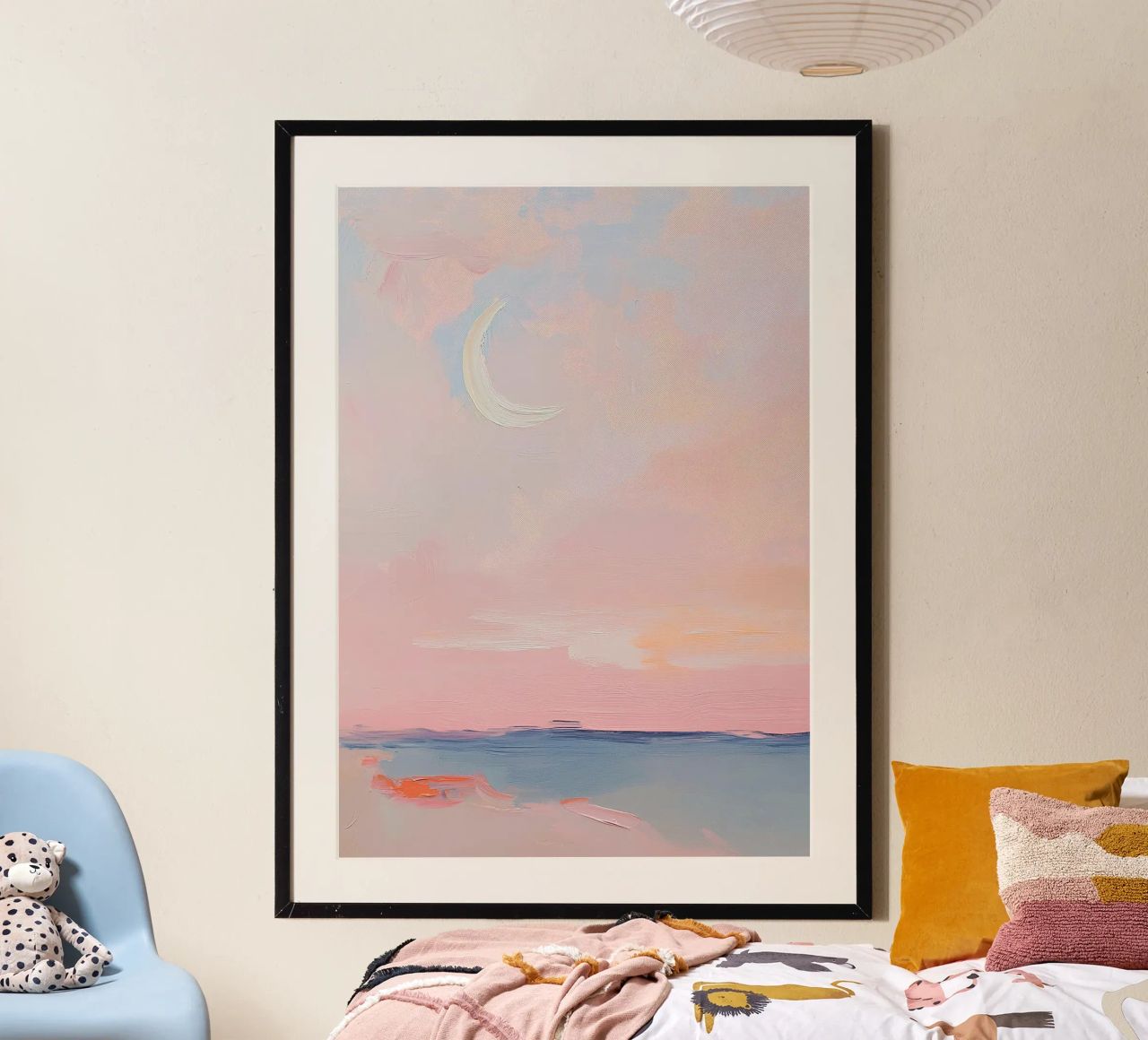 Mond Abstrakt Pastell Meer Minimalistisch Rosa Hahnemühle von Euphoria Theresa