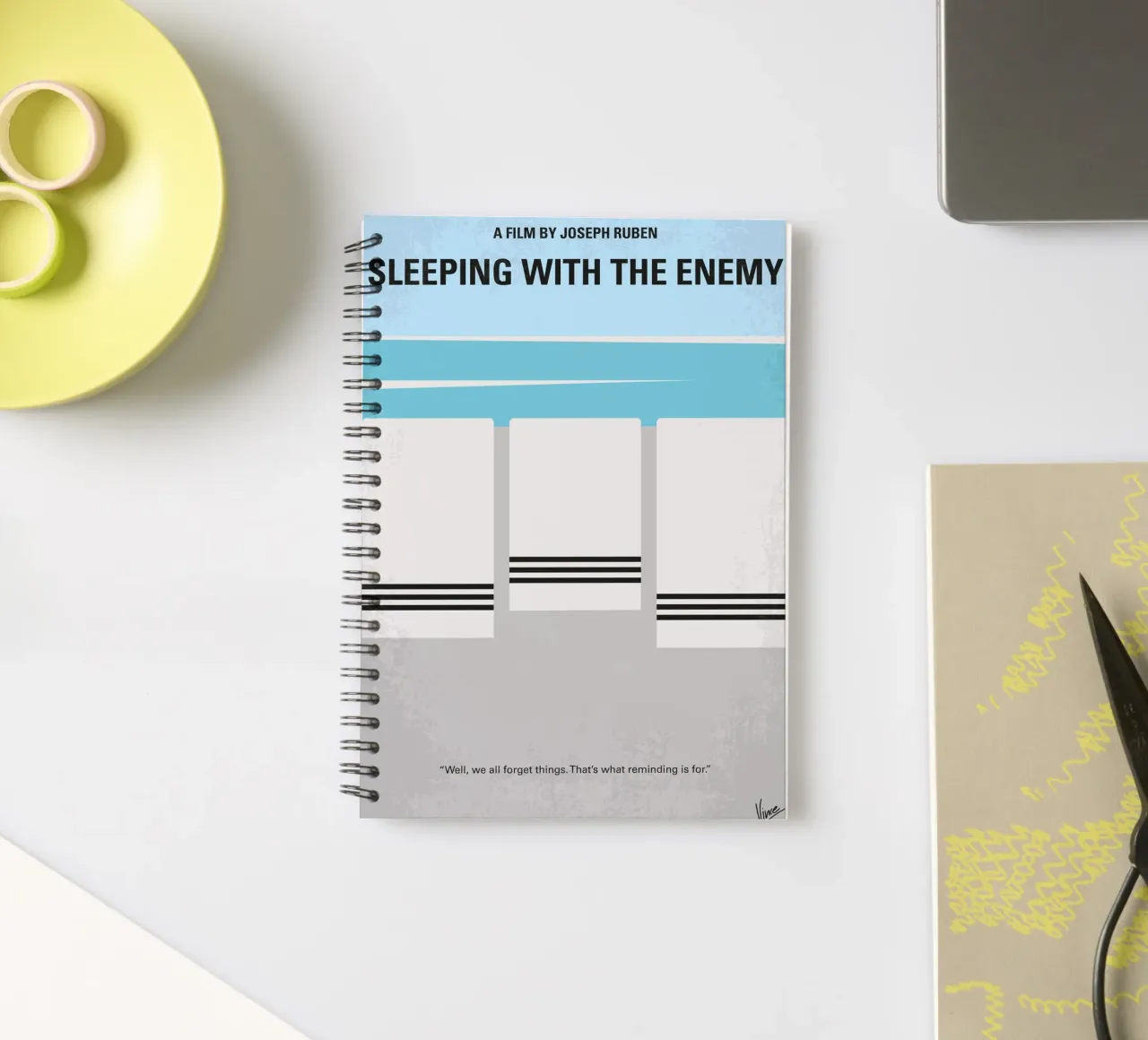 No1335 My Sleeping with the Enemy minimal movie poster carnet à spirale de Chungkong