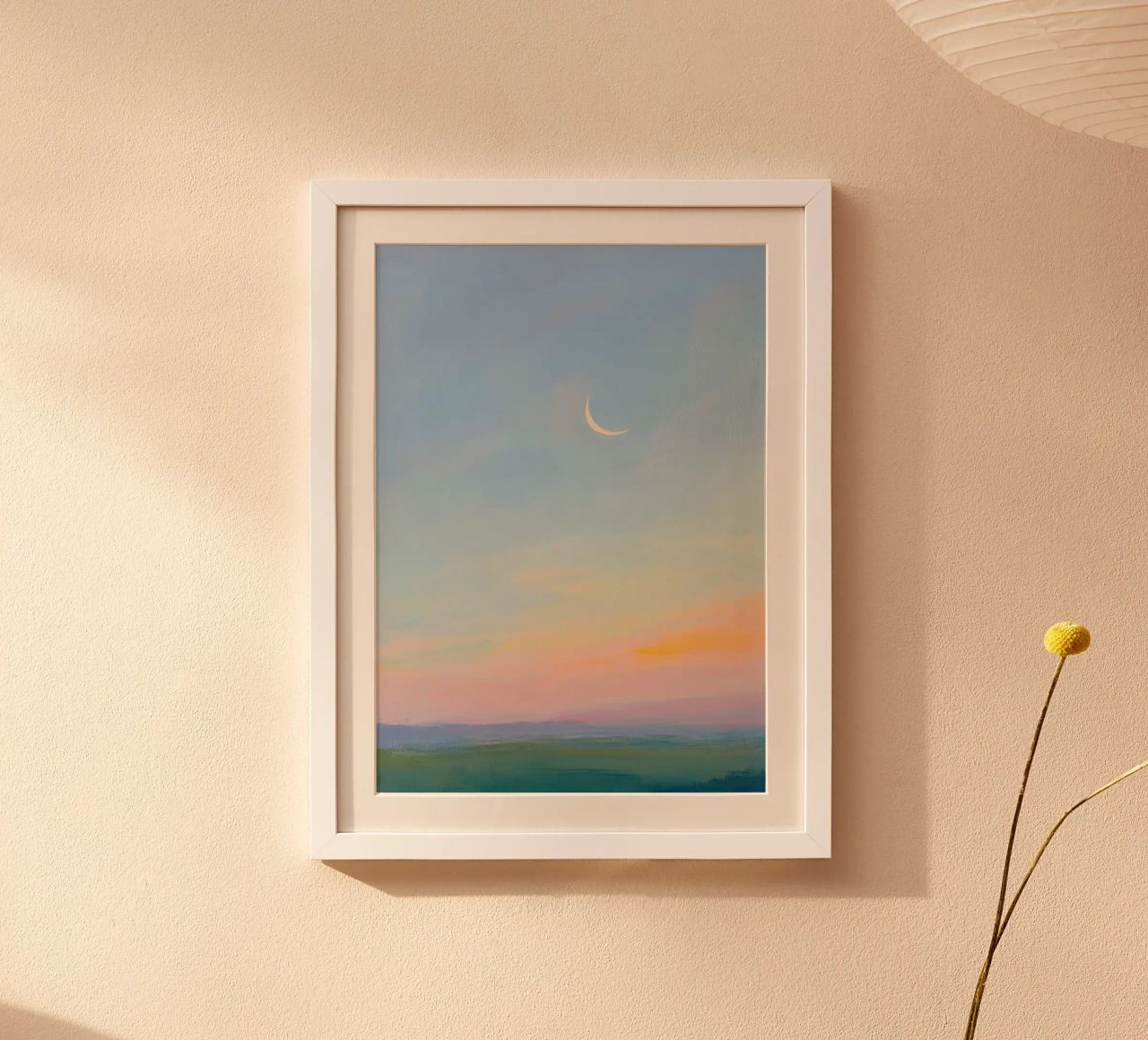 Mond Abstrakt Pastell Landschaft Minimalistisch Poster von Euphoria Theresa