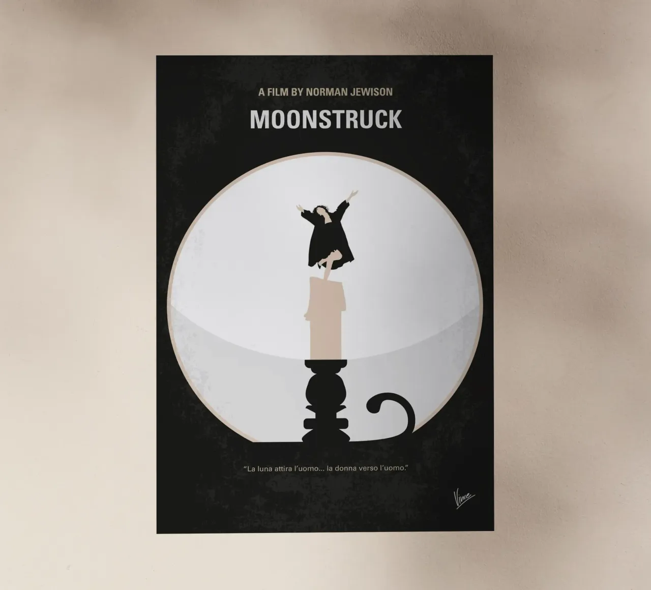 No1346 My Moonstruck minimal movie poster pellicola backlit da Chungkong