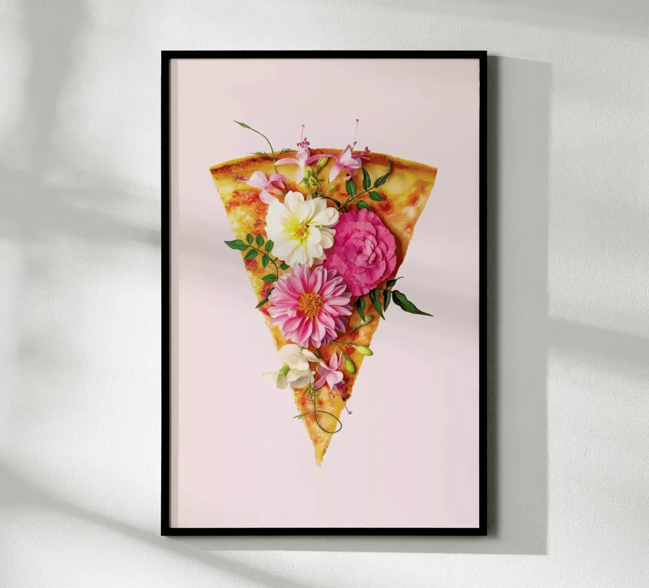Floral Pizza poster avec cadre en aluminium de Paul Fuentes Design