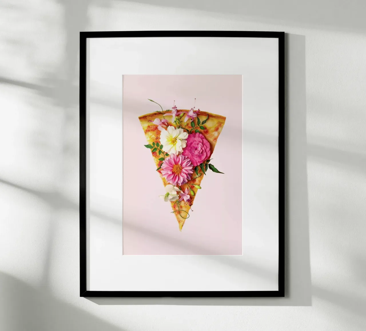 Floral Pizza poster avec cadre en aluminium de Paul Fuentes Design