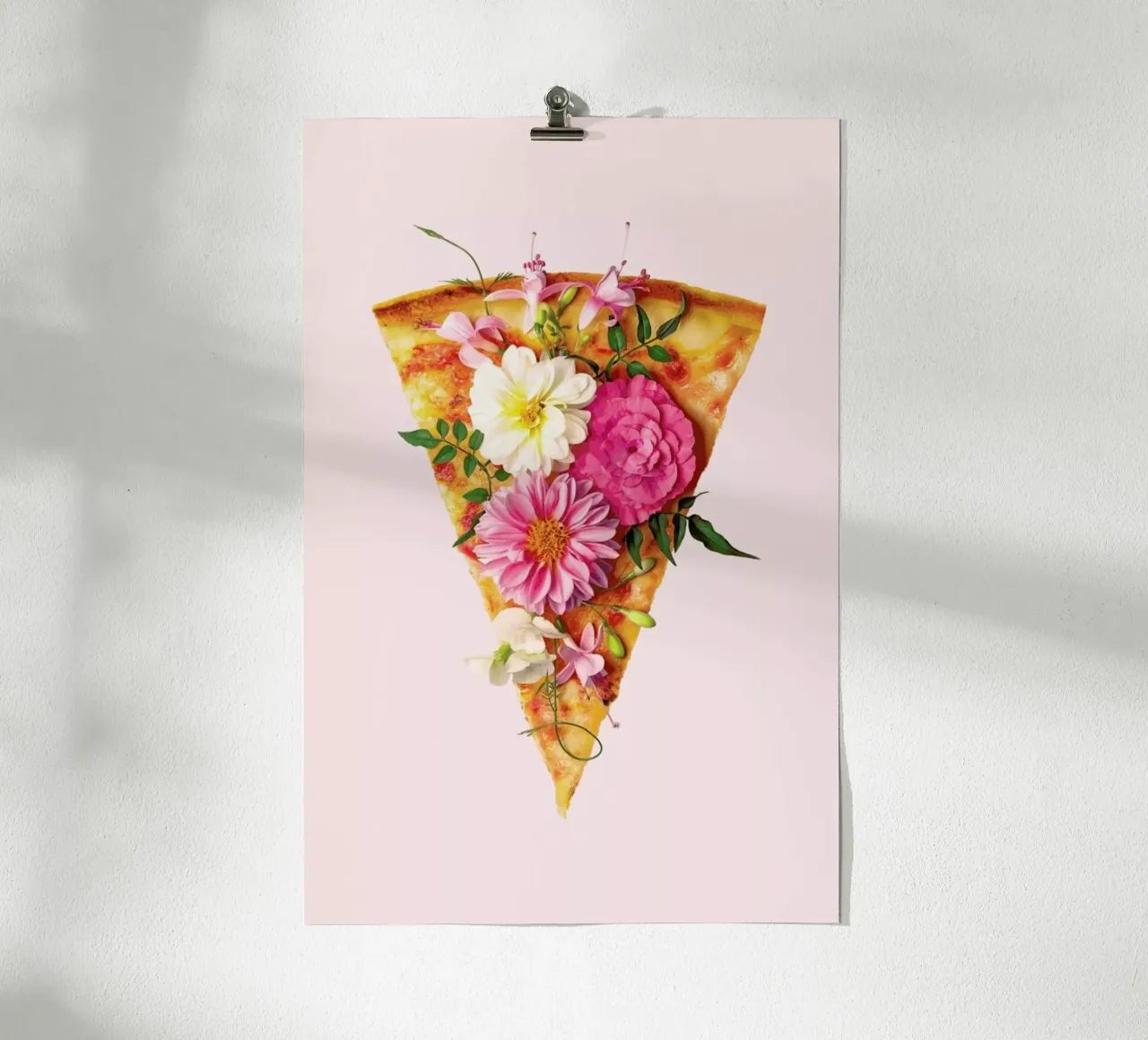 Floral Pizza poster avec cadre en aluminium de Paul Fuentes Design