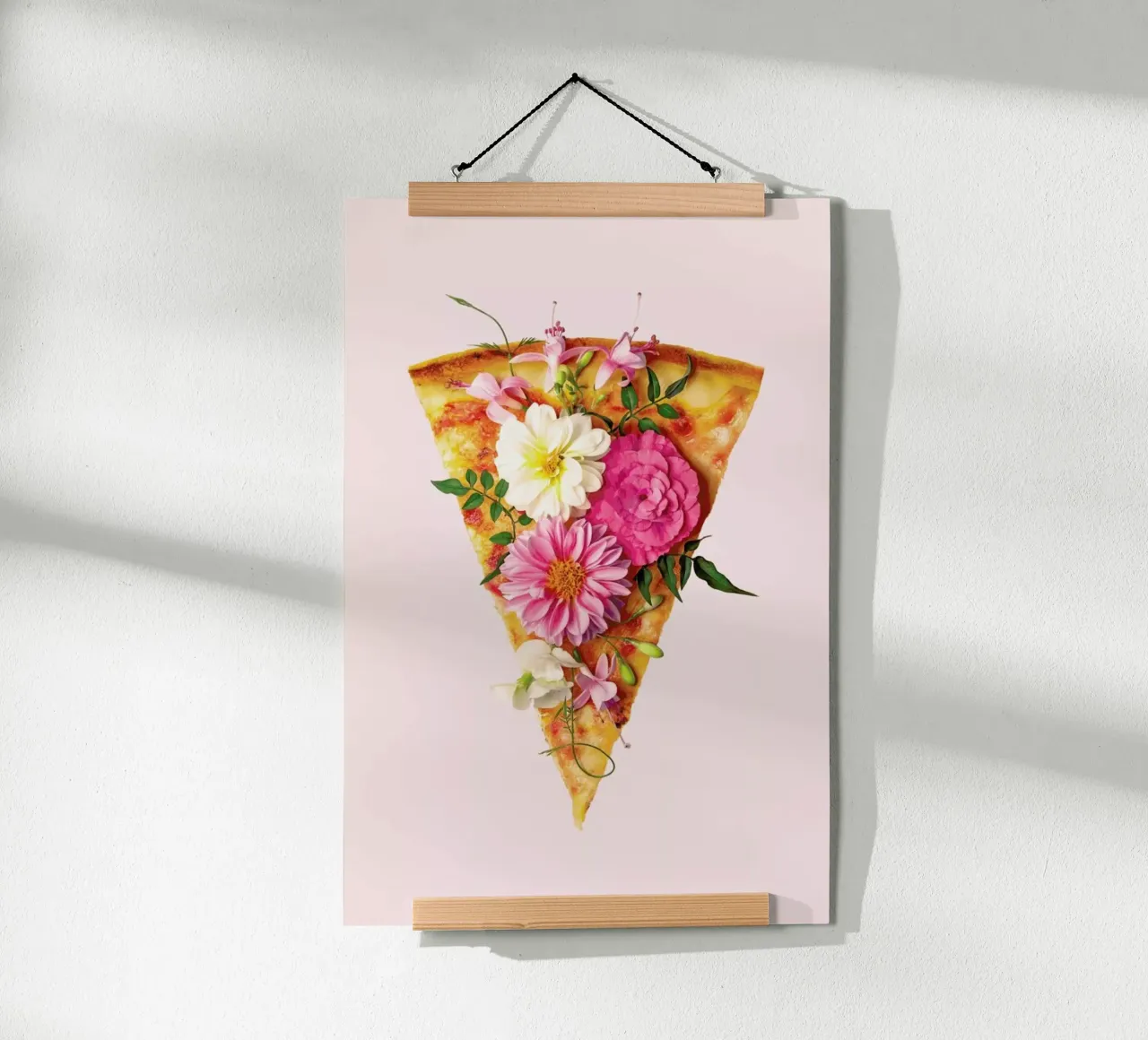 Floral Pizza poster avec cadre en aluminium de Paul Fuentes Design