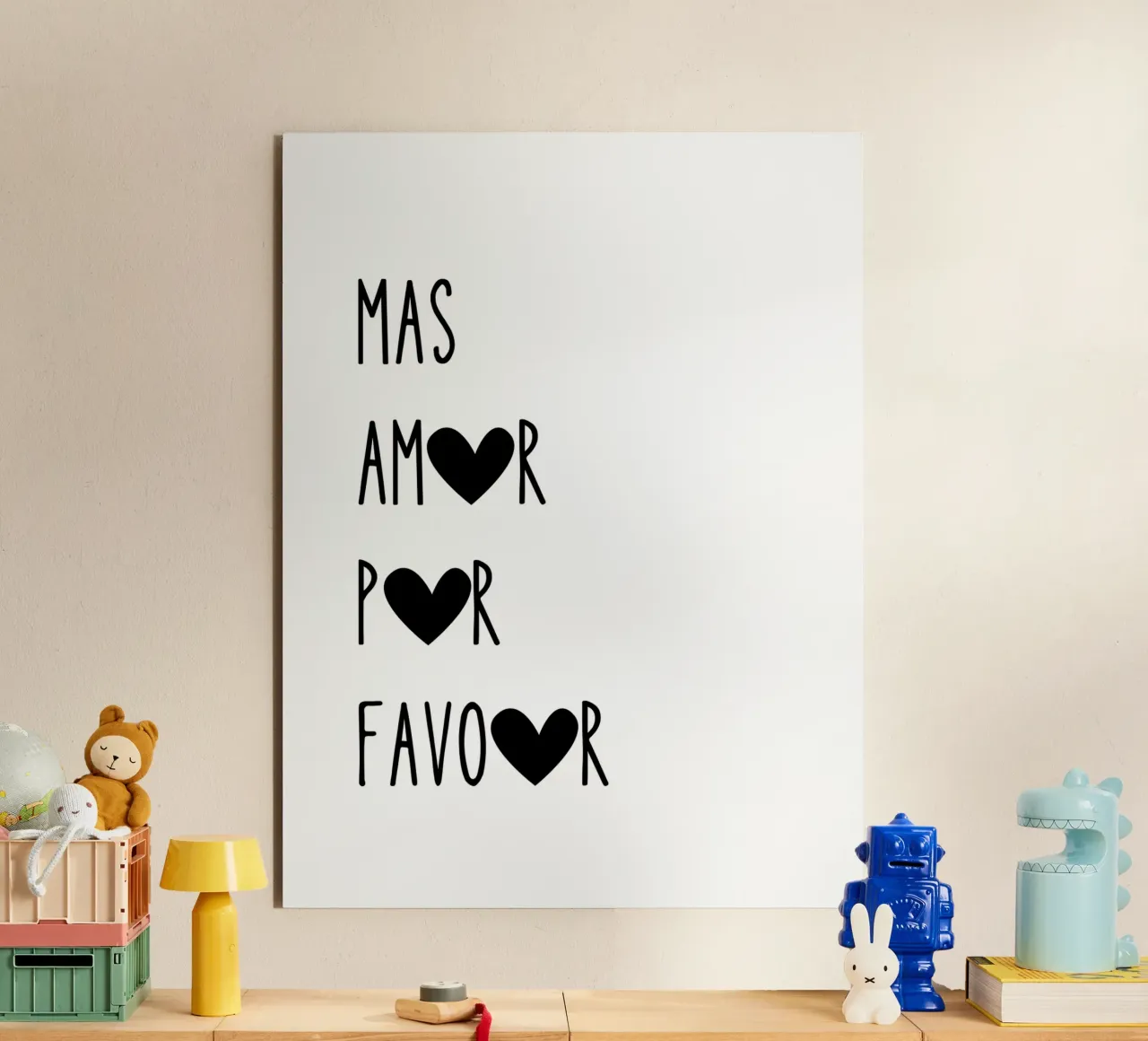 Mas Amor Por Favor, Più amore per favore, Citazione alluminio dibond da Peaches Art Prints