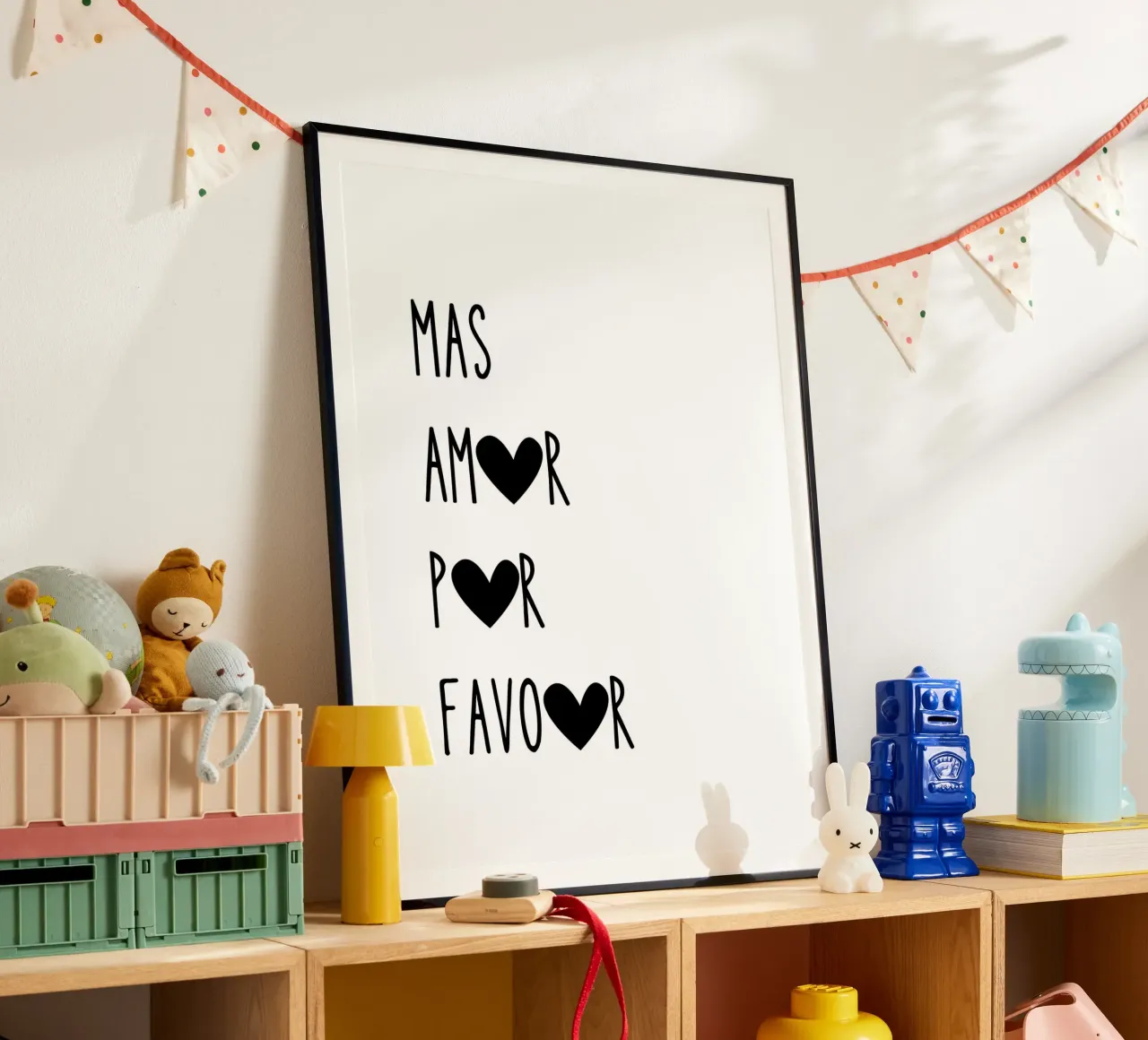 Mas Amor Por Favor, Mehr Liebe bitte, Zitat Hahnemühle von Peaches Art Prints