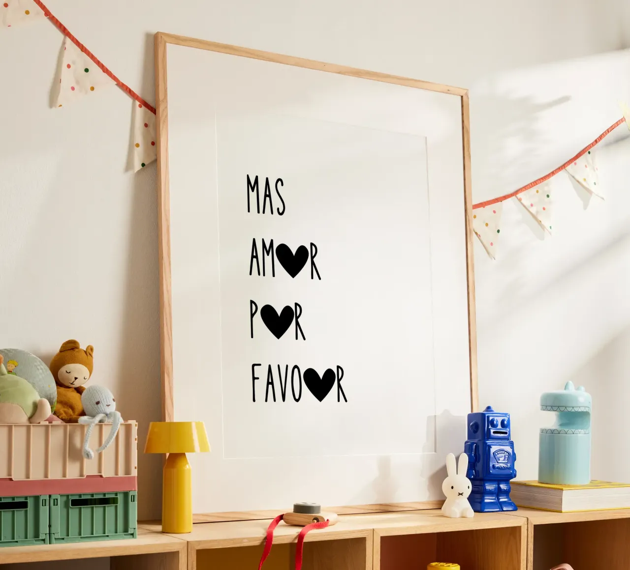 Mas Amor Por Favor, Mehr Liebe bitte, Zitat Hahnemühle von Peaches Art Prints