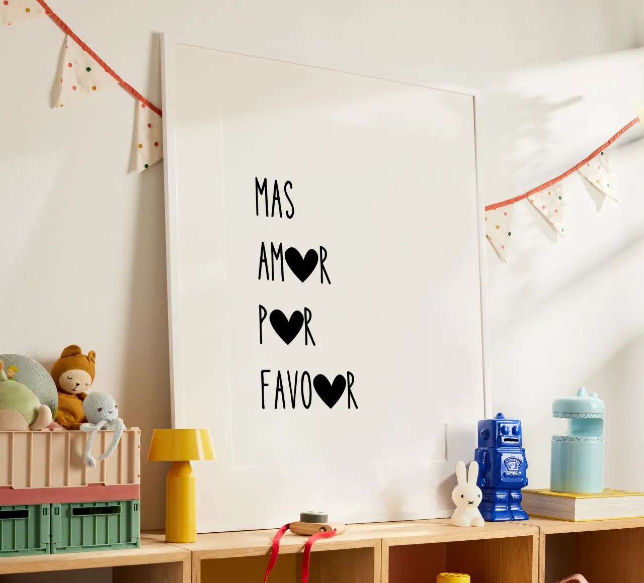 Mas Amor Por Favor, Mehr Liebe bitte, Zitat Hahnemühle von Peaches Art Prints