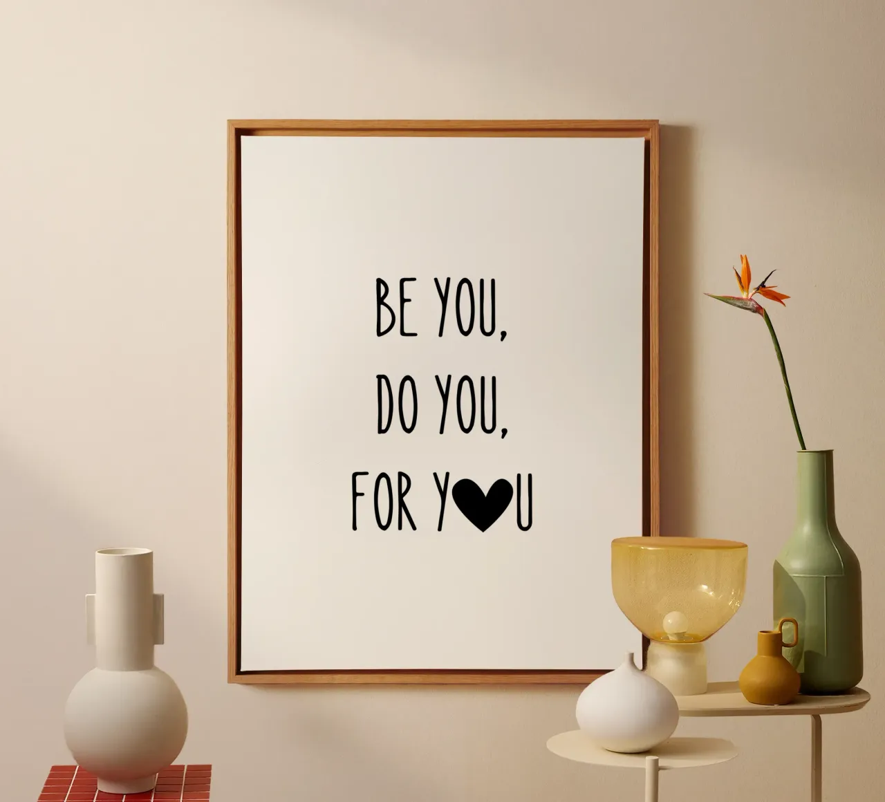 Sii tu, fai tu, per te - Citazione d'amore tela con Cornice a cassetta da Peaches Art Prints