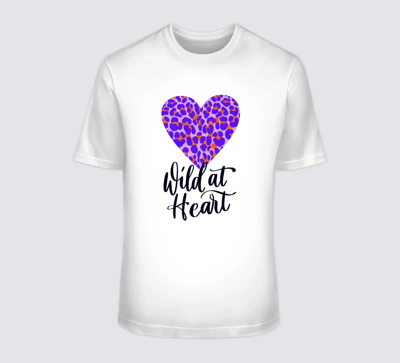 Wild at Heart. Brush calligraphy with leo print pattern t-shirt by CalliLetters