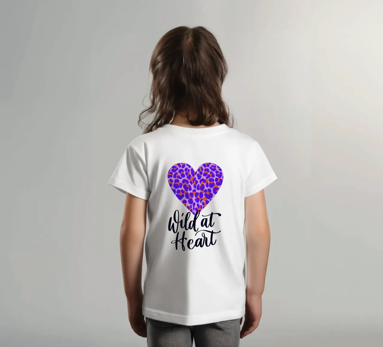 Wild at Heart. Brush calligraphy with leo print pattern kids t-shirt by CalliLetters