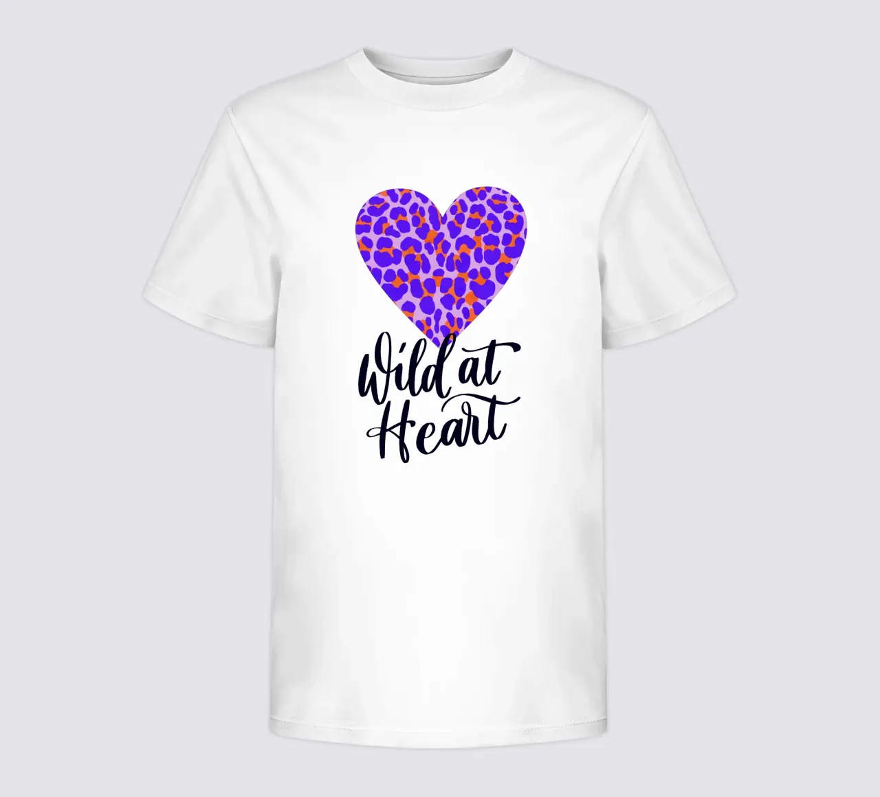 Wild at Heart. Brush calligraphy with leo print pattern kids t-shirt by CalliLetters