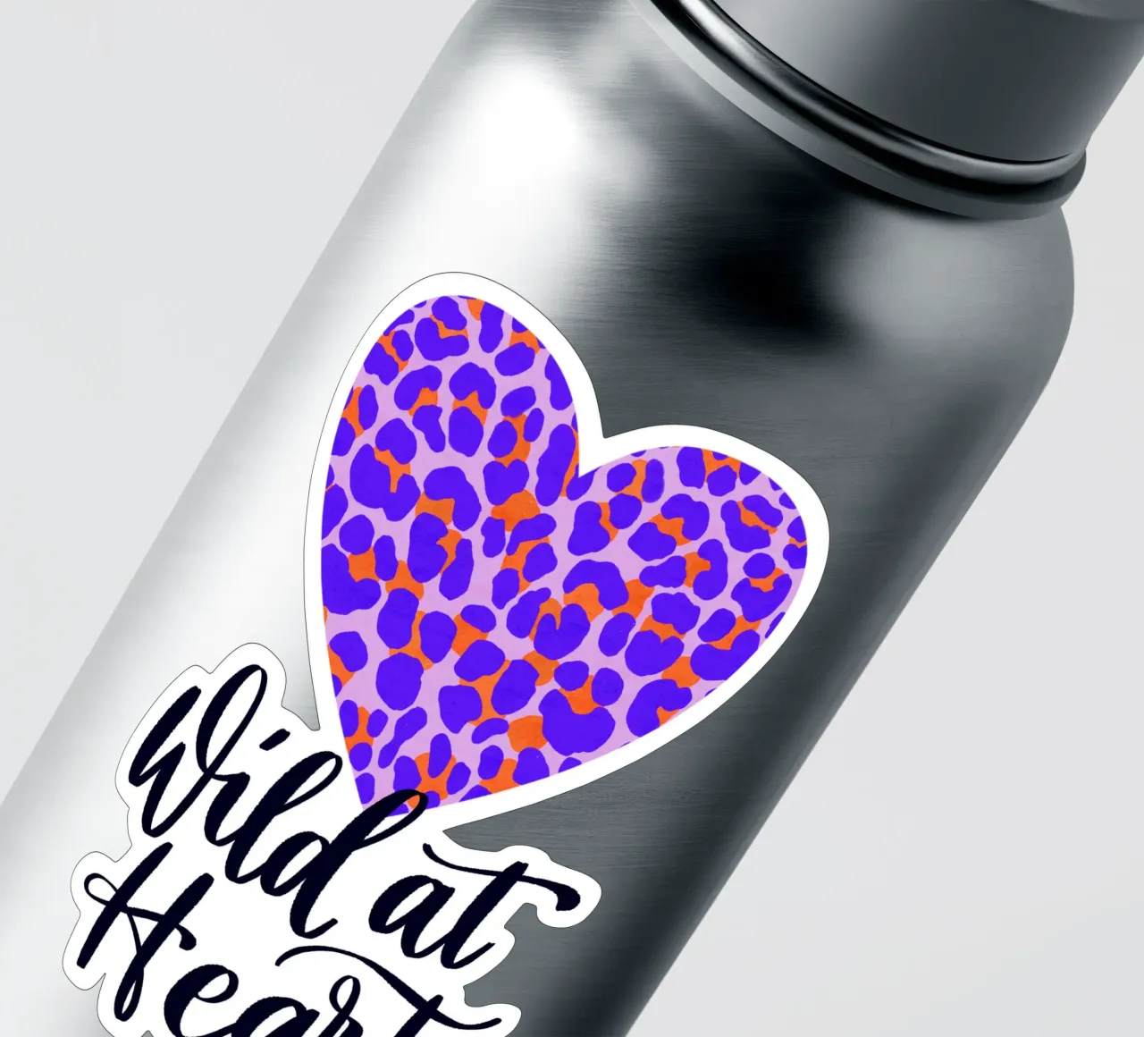 Wild at Heart. Brush calligraphy with leo print pattern sticker by CalliLetters