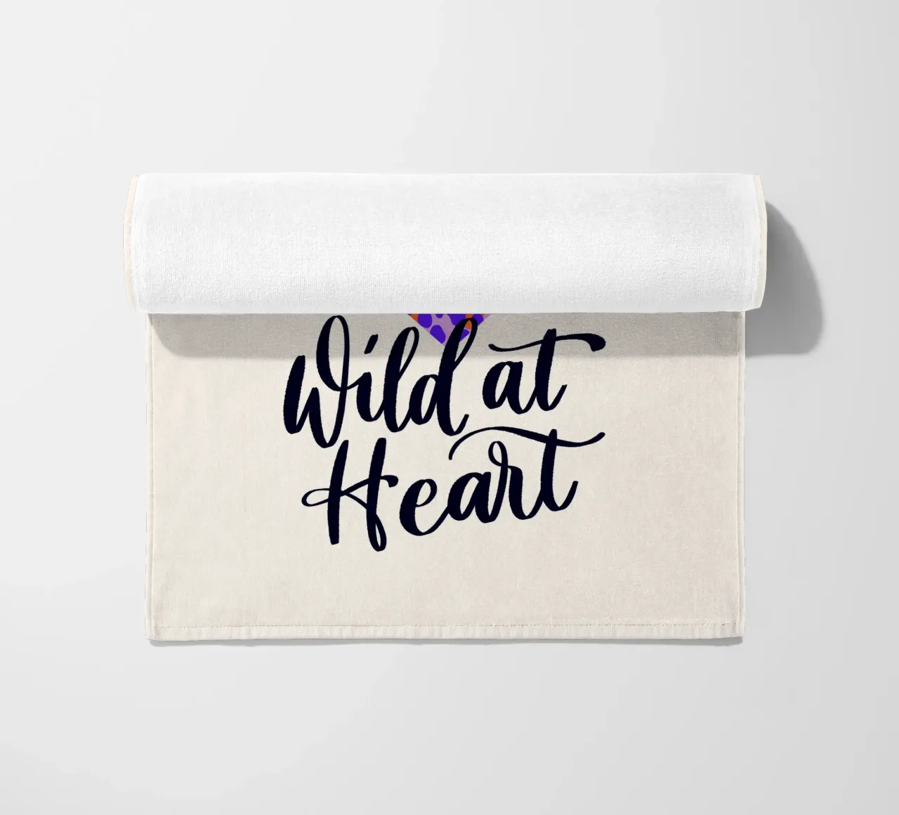 Wild at Heart. Brush calligraphy with leo print pattern beach towel by CalliLetters