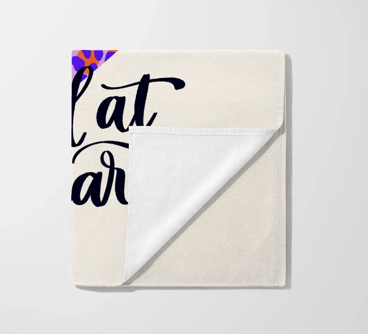 Wild at Heart. Brush calligraphy with leo print pattern beach towel by CalliLetters
