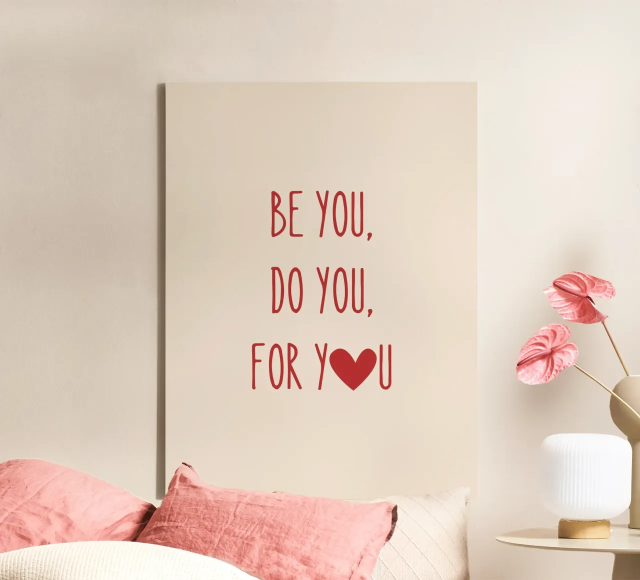 Sii tu, fai tu, per te - Citazione d'amore in rosso tela con Cornice a cassetta da Peaches Art Prints