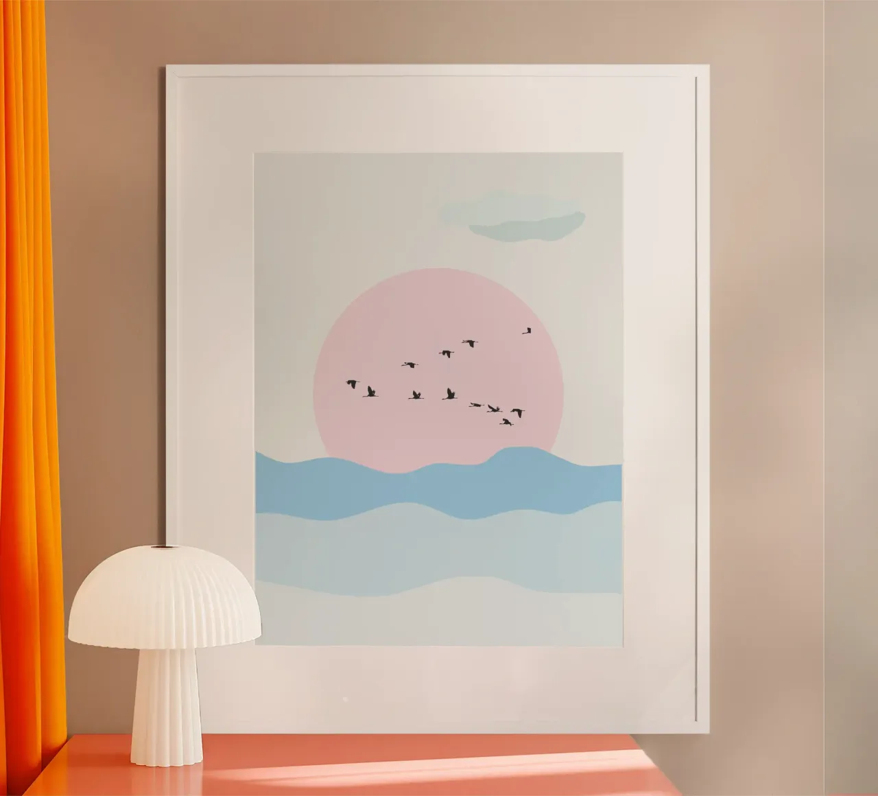 Birds And Silence poster con telaio in plastica da Lotta Cat Design