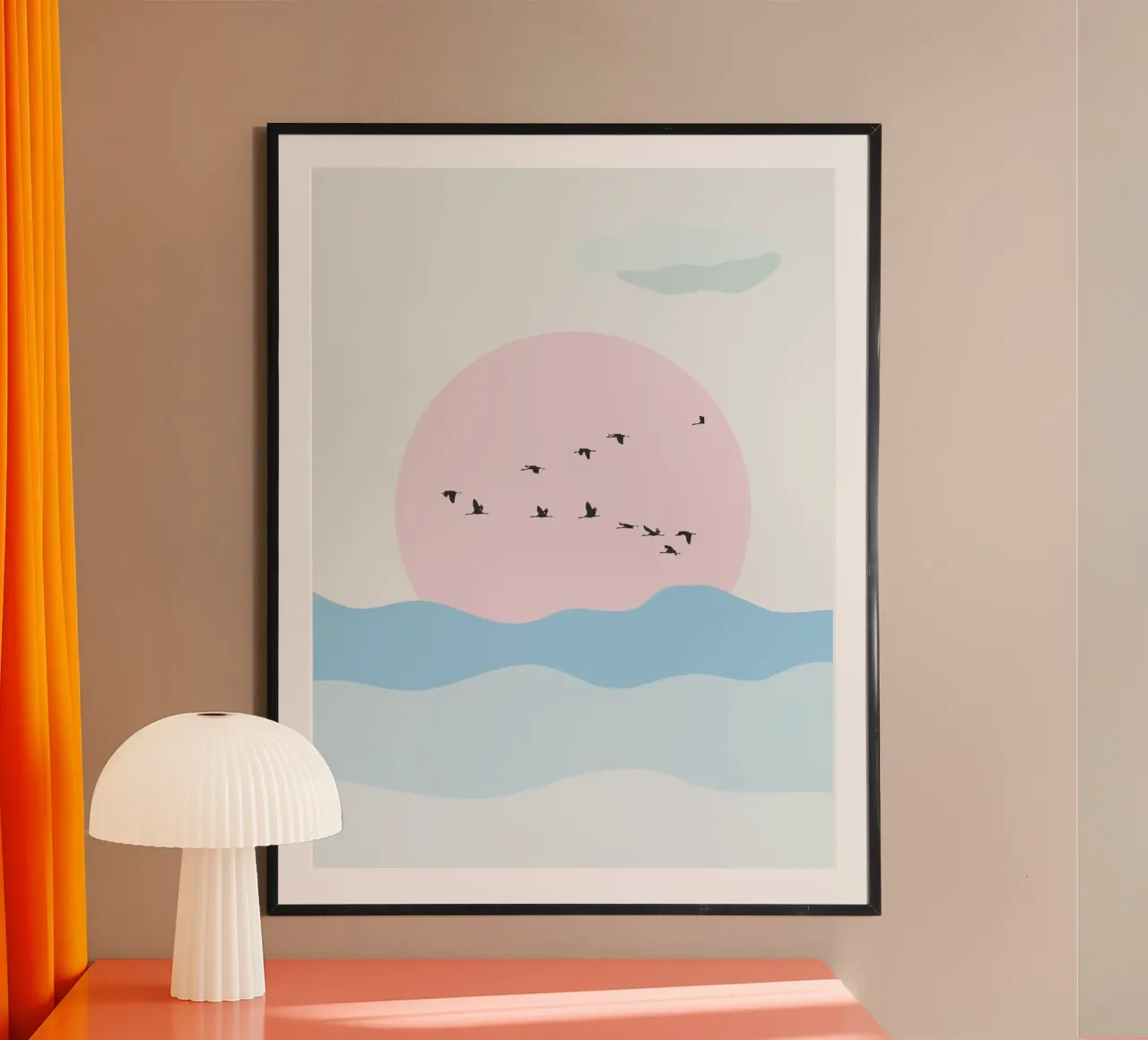 Birds And Silence poster con telaio in plastica da Lotta Cat Design