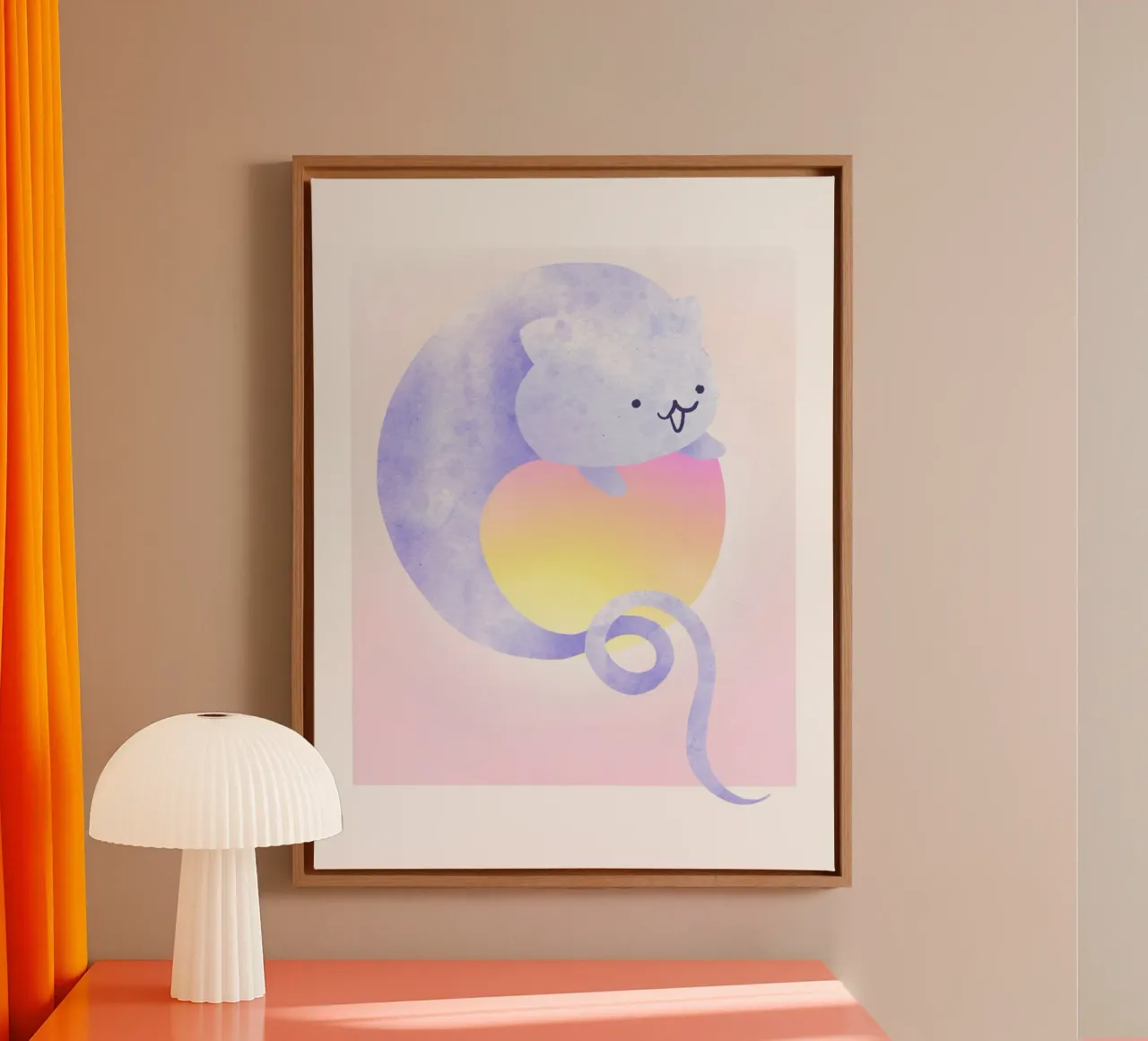 The Cat Ghost tela con Cornice a cassetta da Lotta Cat Design