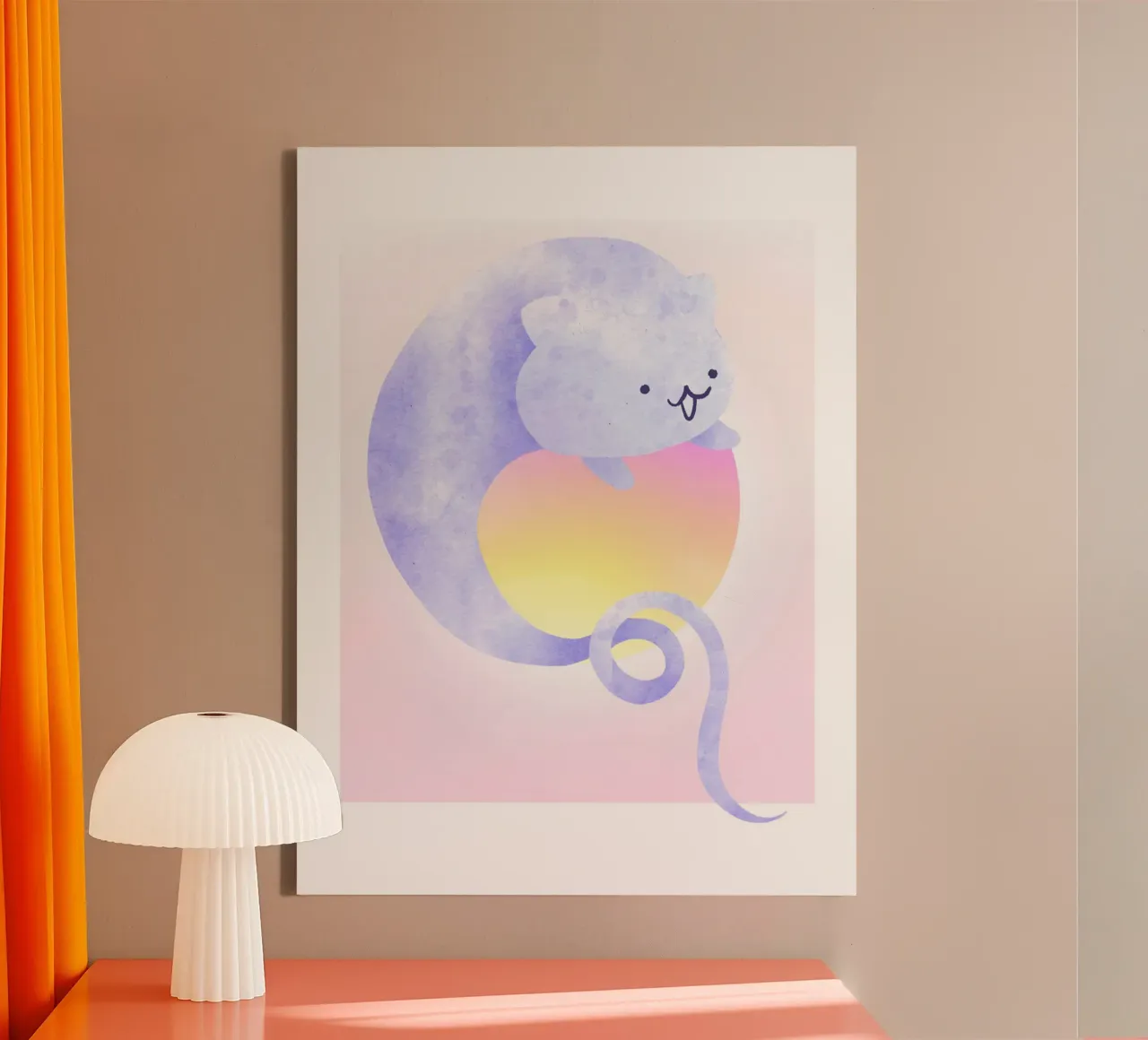 The Cat Ghost tela con Cornice a cassetta da Lotta Cat Design