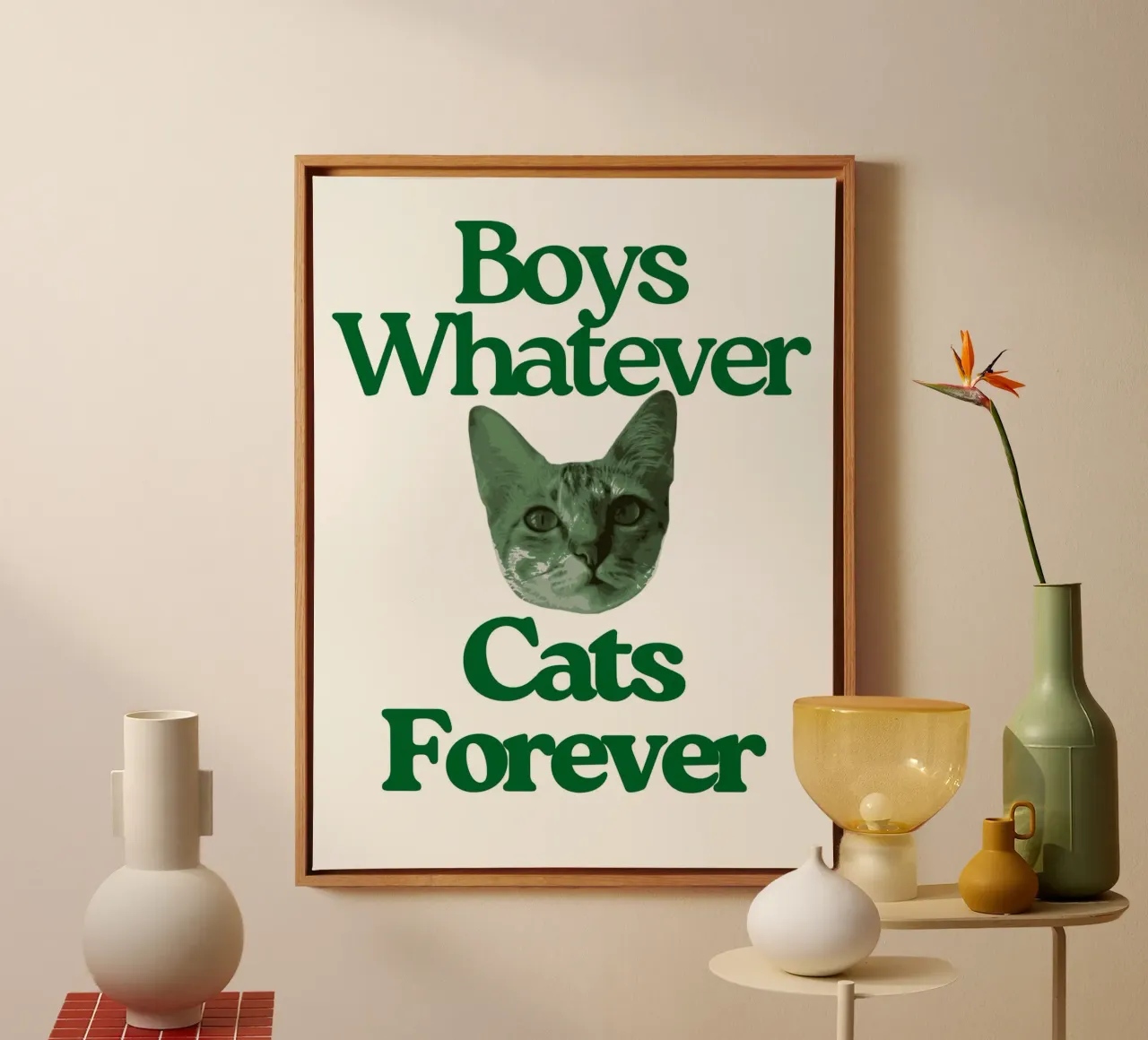 Boys Whatever Cats Forever canvas met Baklijst van Lotta Cat Design