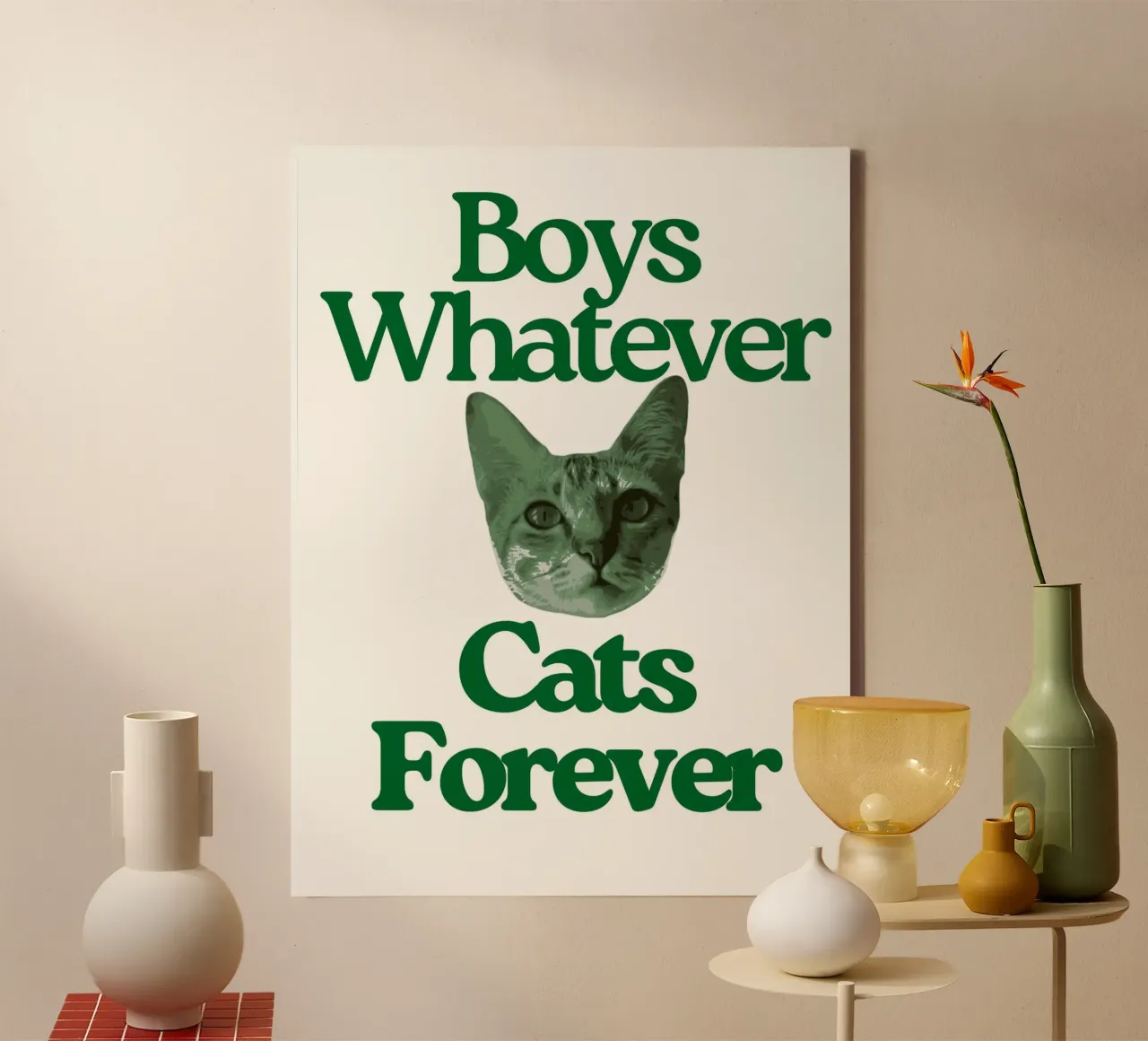 Boys Whatever Cats Forever canvas met Baklijst van Lotta Cat Design