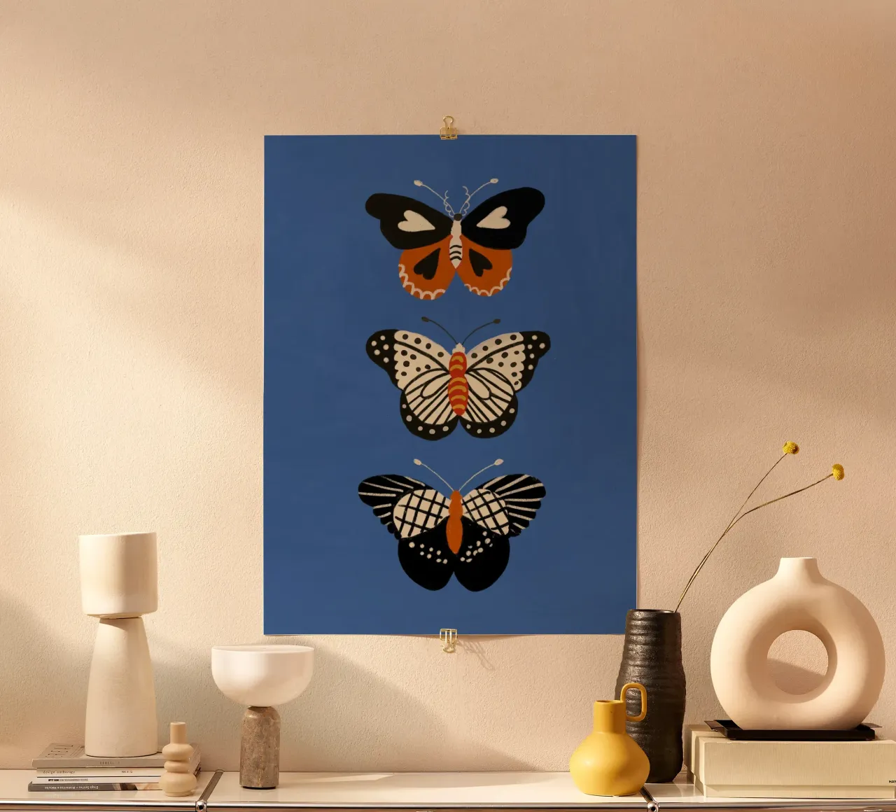 Butterfly blue poster with plastic frame by GigiRosado