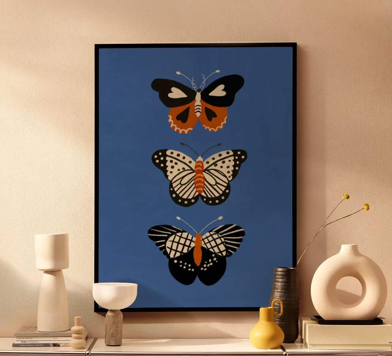 Butterfly blue poster with plastic frame by GigiRosado