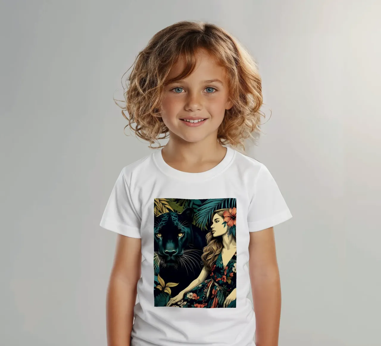 PANTHÈRE ET FEMME BOHO t-shirt enfant de ARTOMATIC