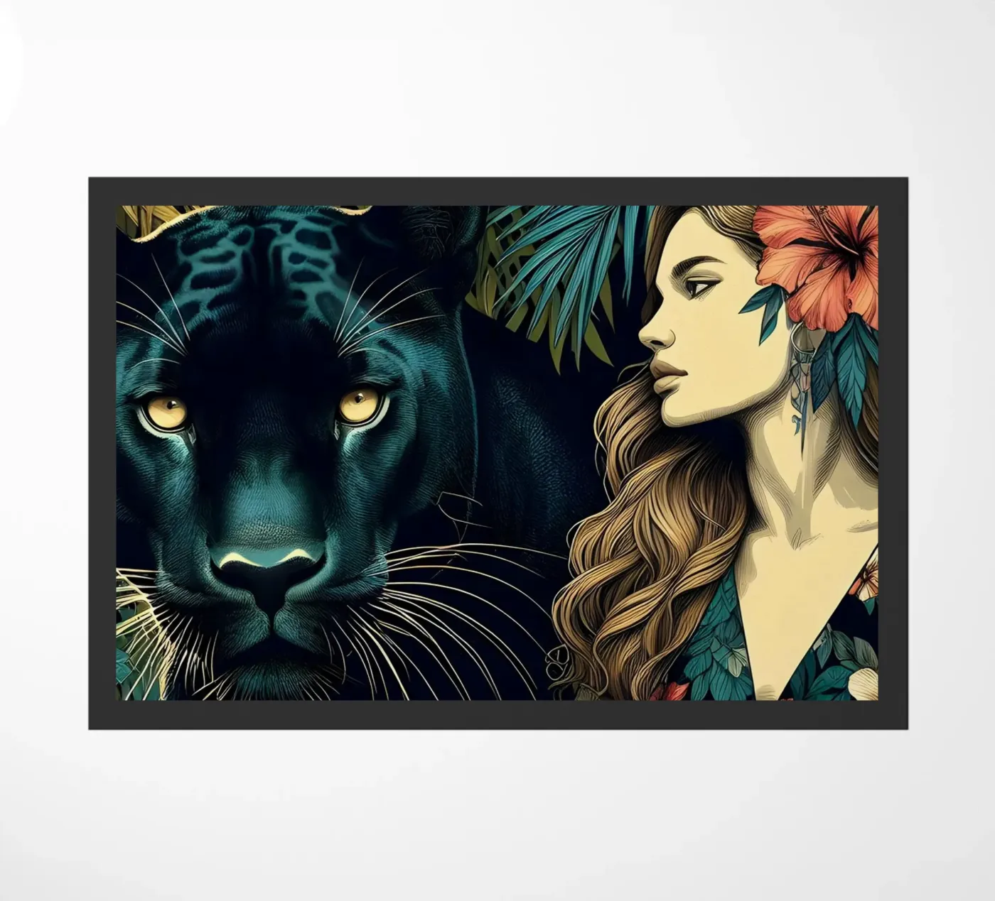 PANTER EN BOHO VROUW deurmat van ARTOMATIC