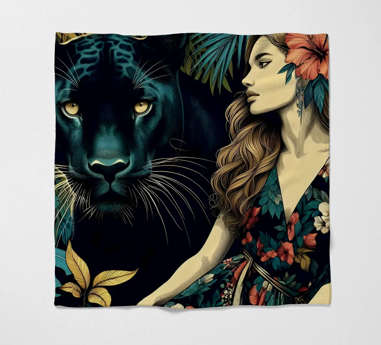 PANTERA E DONNA BOHO coperta in pile da ARTOMATIC