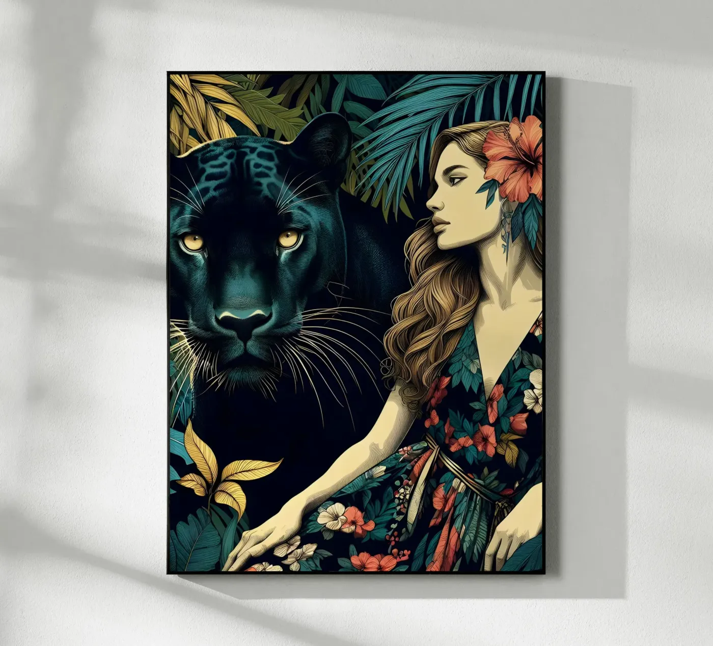 PANTHER AND BOHO WOMAN acrylic glass by ARTOMATIC