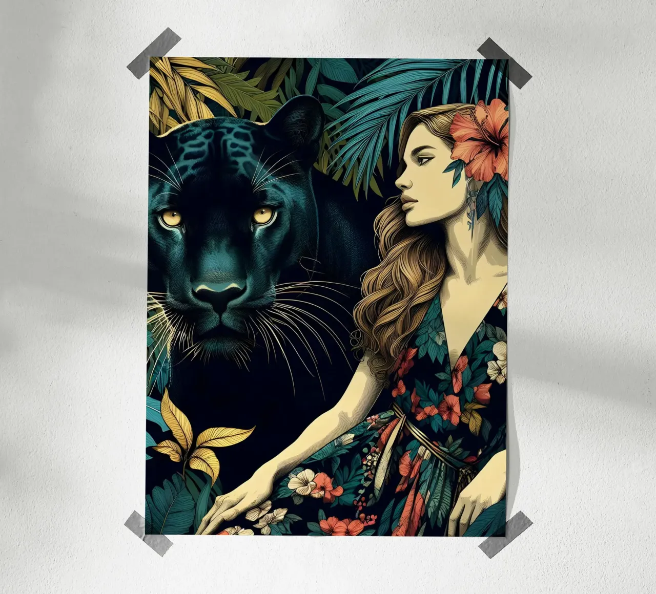 PANTHER AND BOHO WOMAN poster da ARTOMATIC
