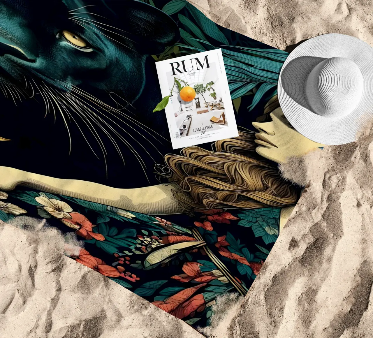 PANTERA E DONNA BOHO telo mare da ARTOMATIC