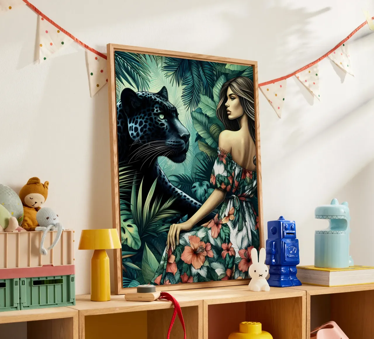 PANTERA E RAGAZZA FLOREALE plexiglass da ARTOMATIC