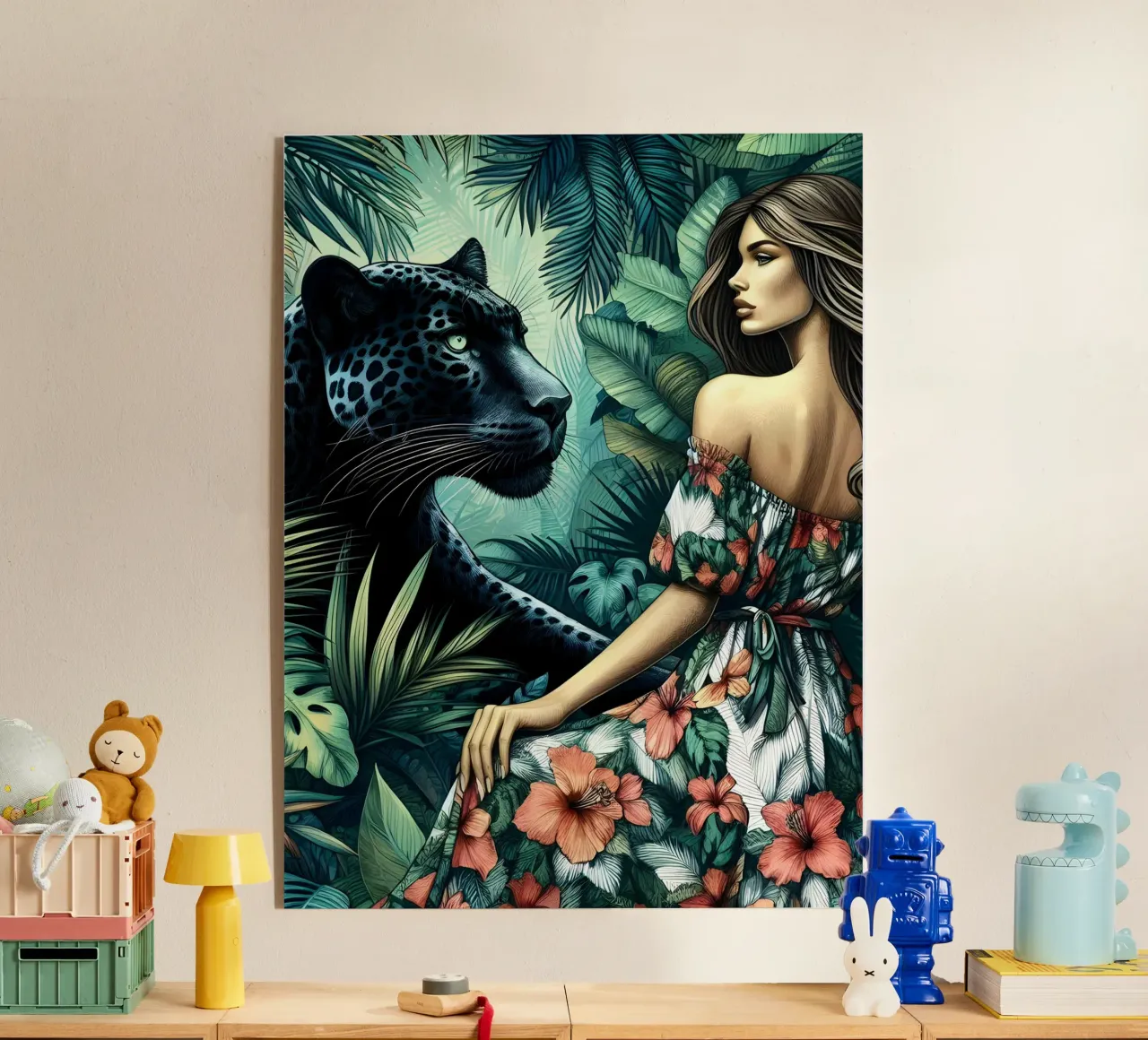 PANTERA E RAGAZZA FLOREALE plexiglass da ARTOMATIC