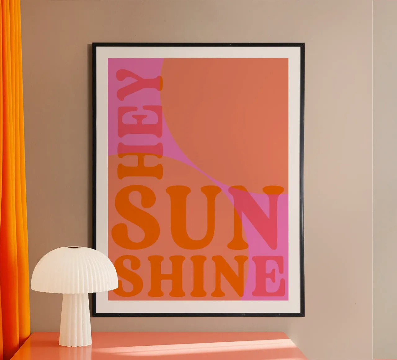 Hey Sunshine poster con marco de madera de treechild