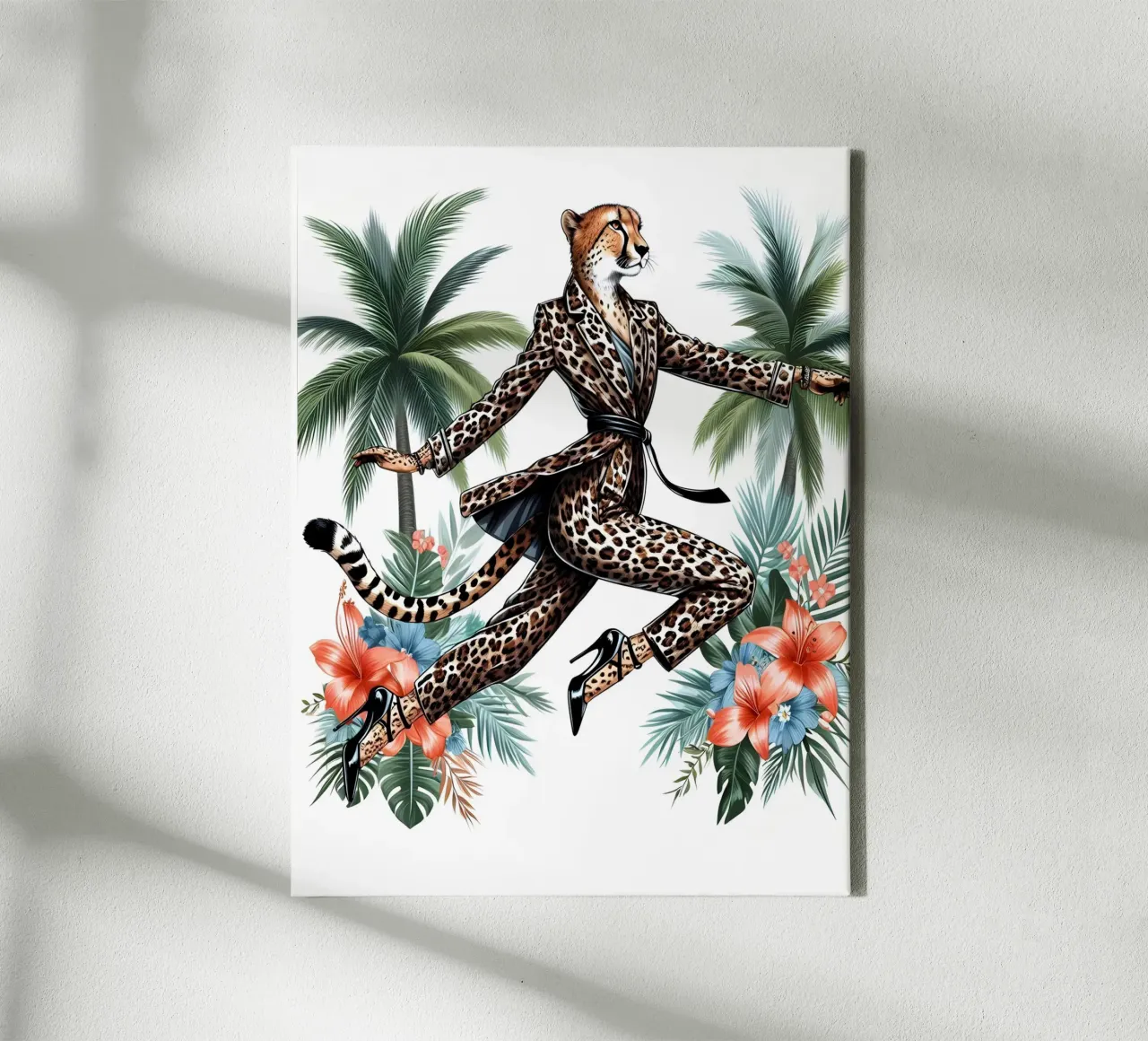 ILLUSTRAZIONE DI MODA GHEPARDO tela con Cornice a cassetta da ARTOMATIC